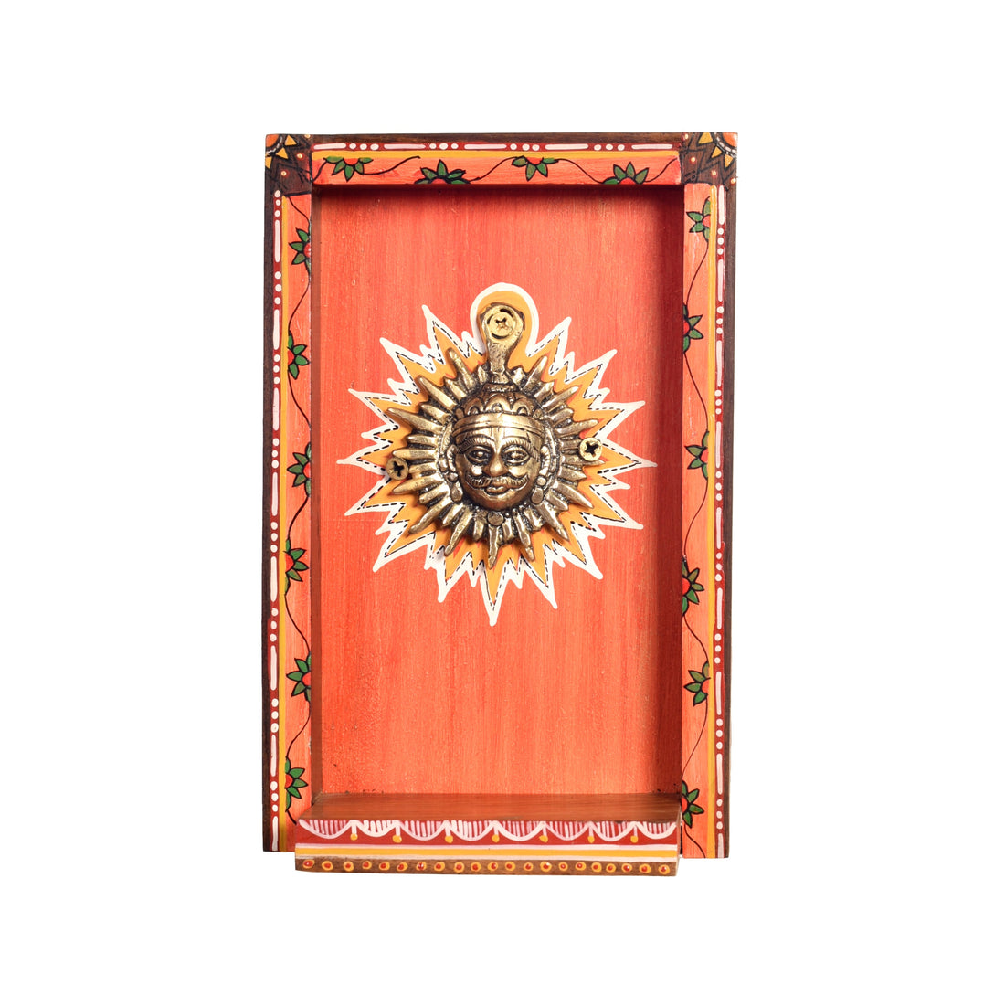 Divya-IV Wall décor frame with beautiful Brass Sculpture of Surya Dev