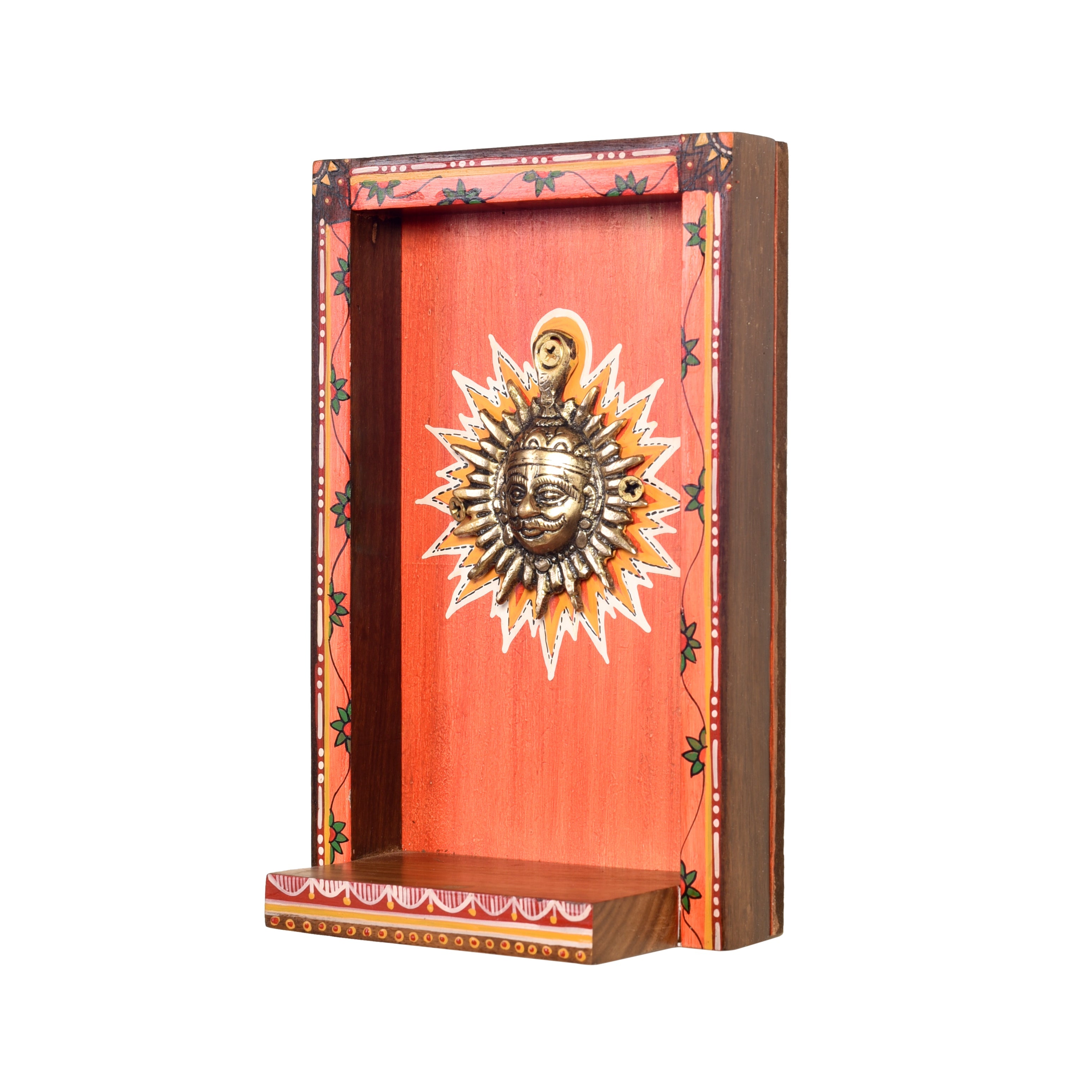 Divya-IV Wall décor frame with beautiful Brass Sculpture of Surya Dev