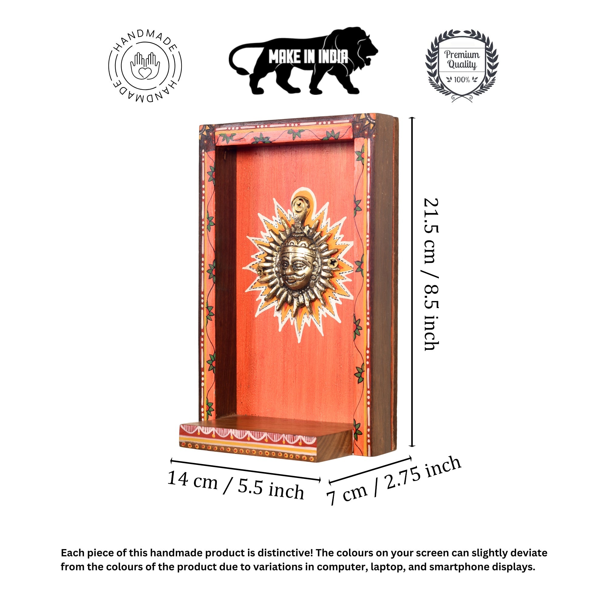 Divya-IV Wall décor frame with beautiful Brass Sculpture of Surya Dev