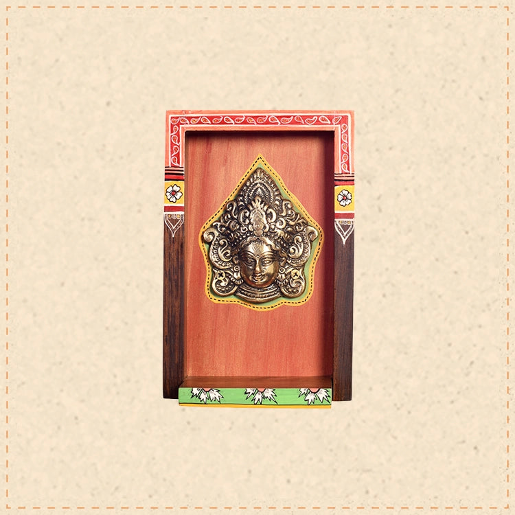 Deva Wall décor frame with beautiful Brass Sculpture of Vishnu Dev