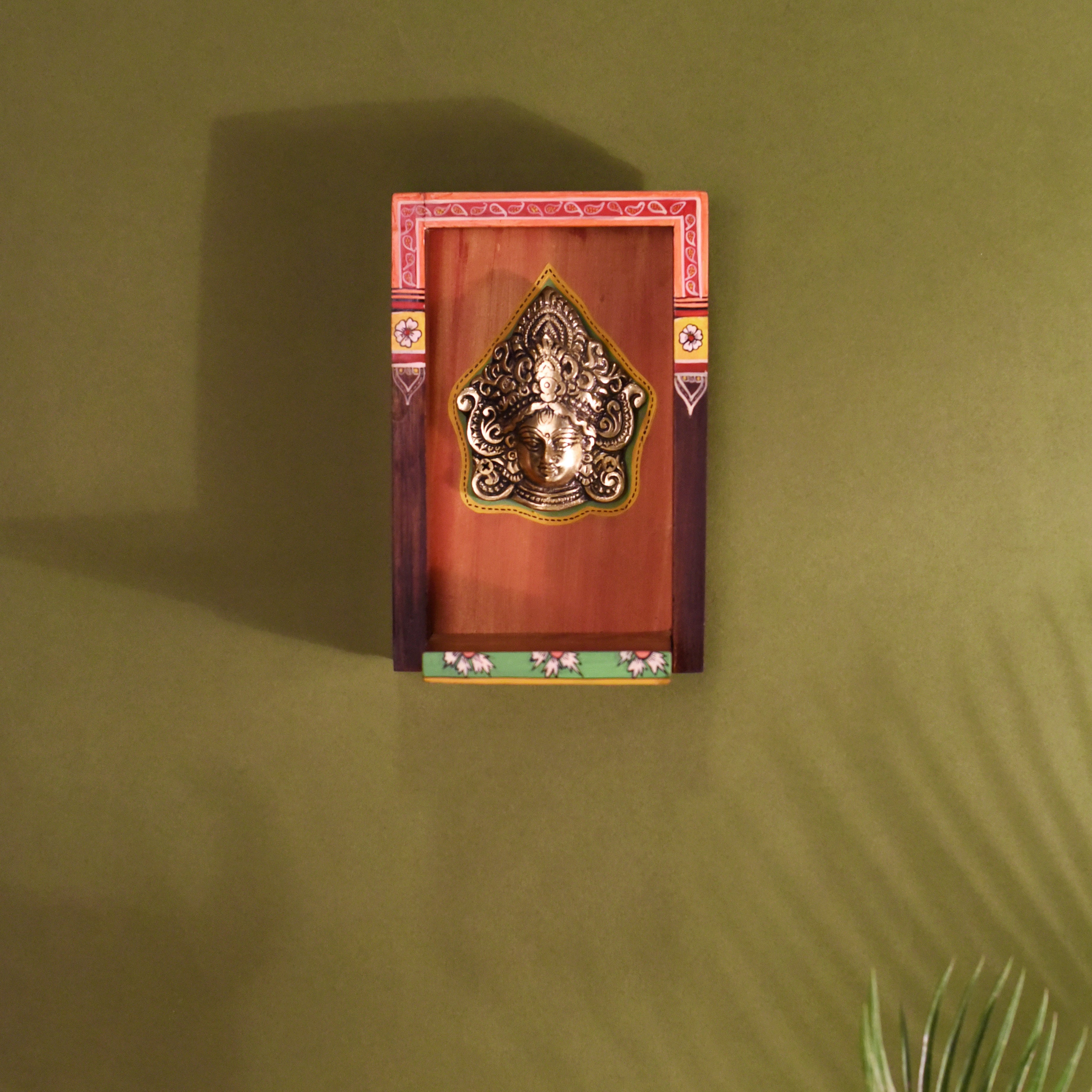 Deva Wall décor frame with beautiful Brass Sculpture of Vishnu Dev