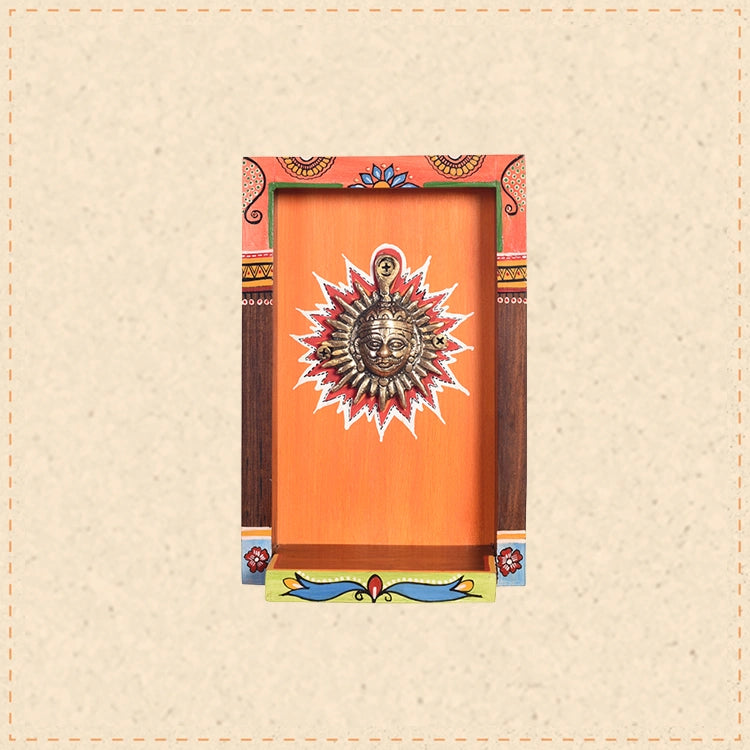 Divya Wall décor frame with beautiful Brass Sculpture of Surya Dev