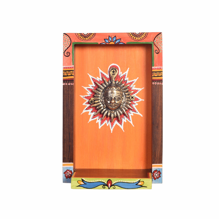 Divya Wall décor frame with beautiful Brass Sculpture of Surya Dev