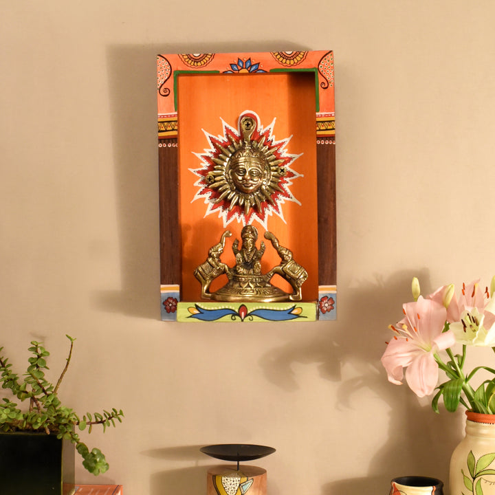 Divya Wall décor frame with beautiful Brass Sculpture of Surya Dev
