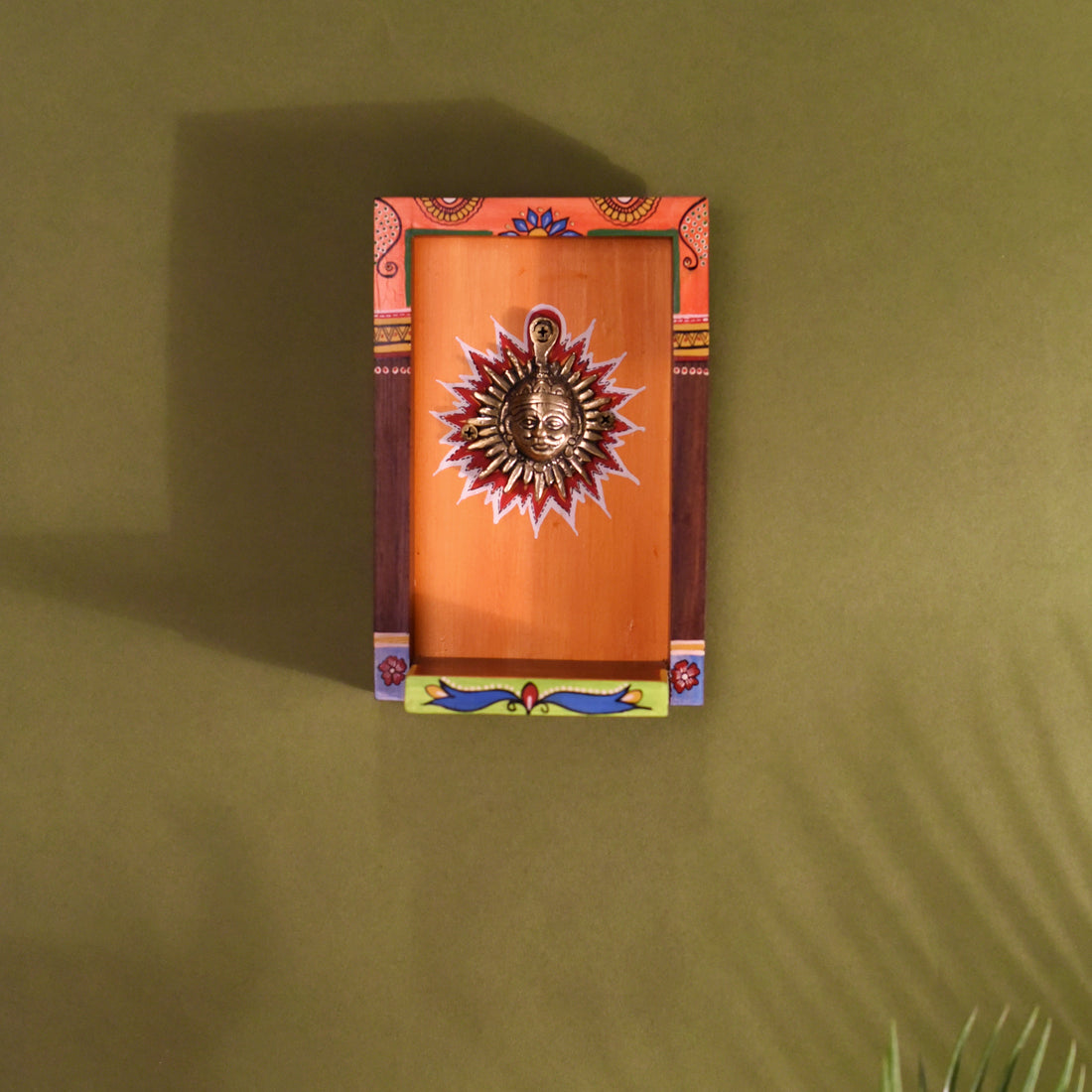 Divya Wall décor frame with beautiful Brass Sculpture of Surya Dev