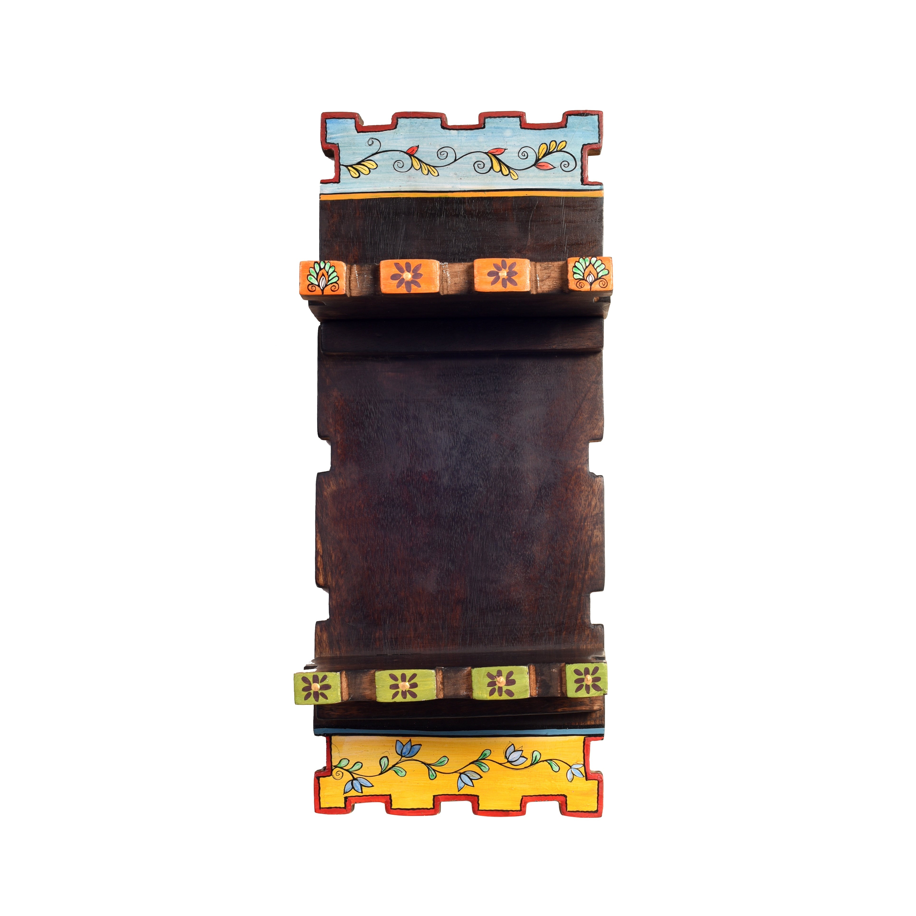 Hand-Painted Wooden Wall Magazine Holder Decorative Storage Organizer