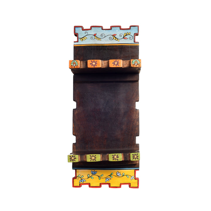 Hand-Painted Wooden Wall Magazine Holder Decorative Storage Organizer