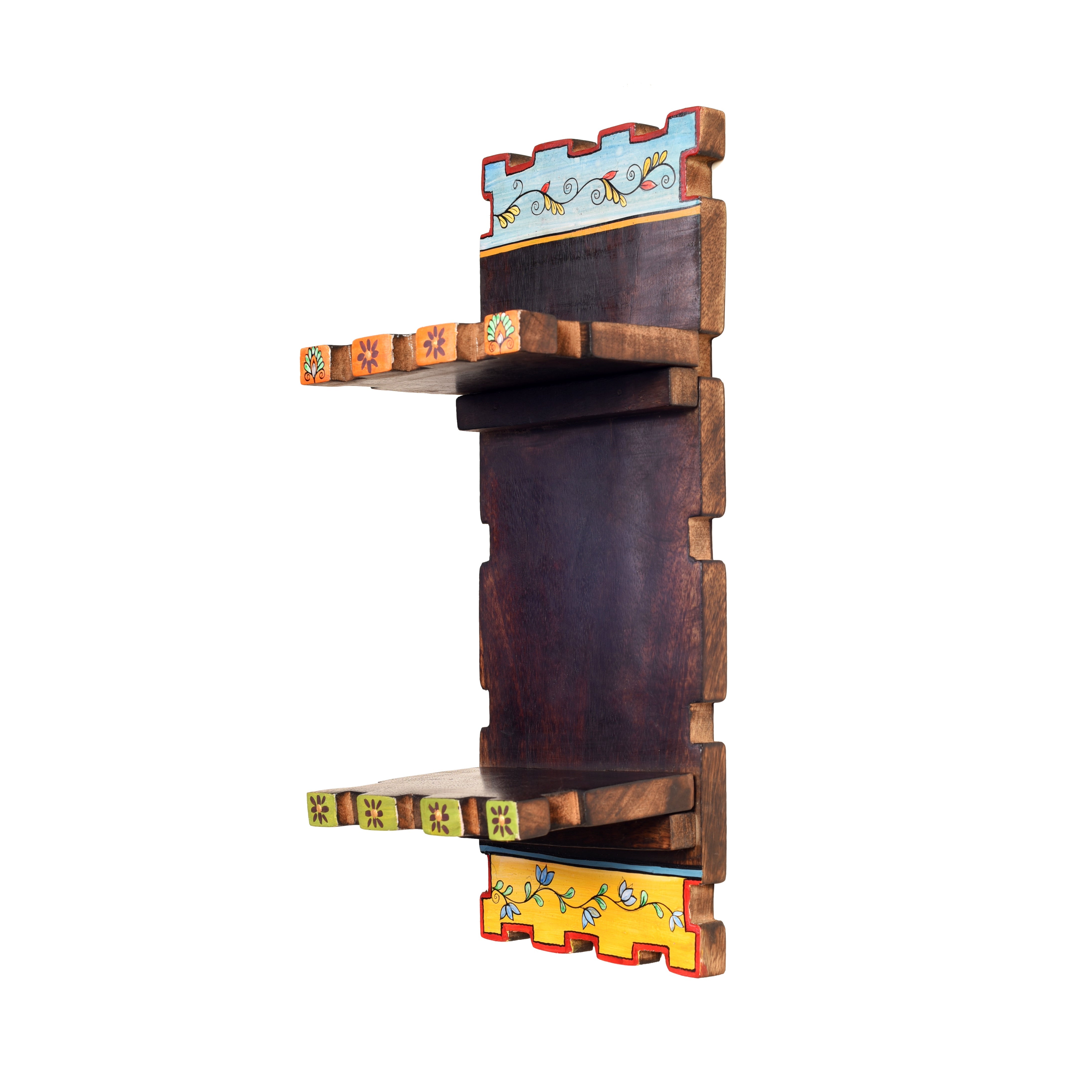 Hand-Painted Wooden Wall Magazine Holder Decorative Storage Organizer