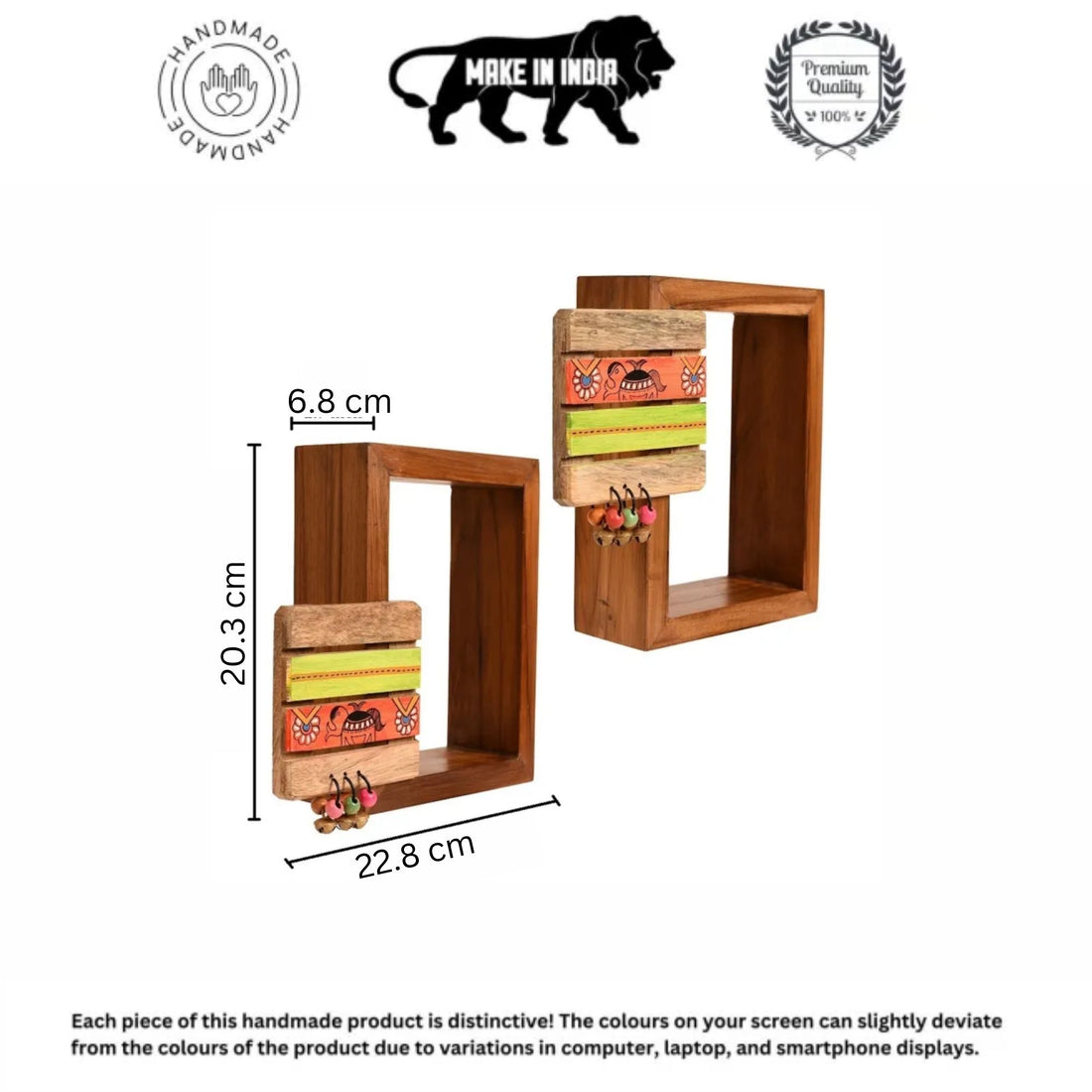 Wall Decor Square Coaster Handcrafted Wooden Shelves (Set of 2) (9x2.7x8)