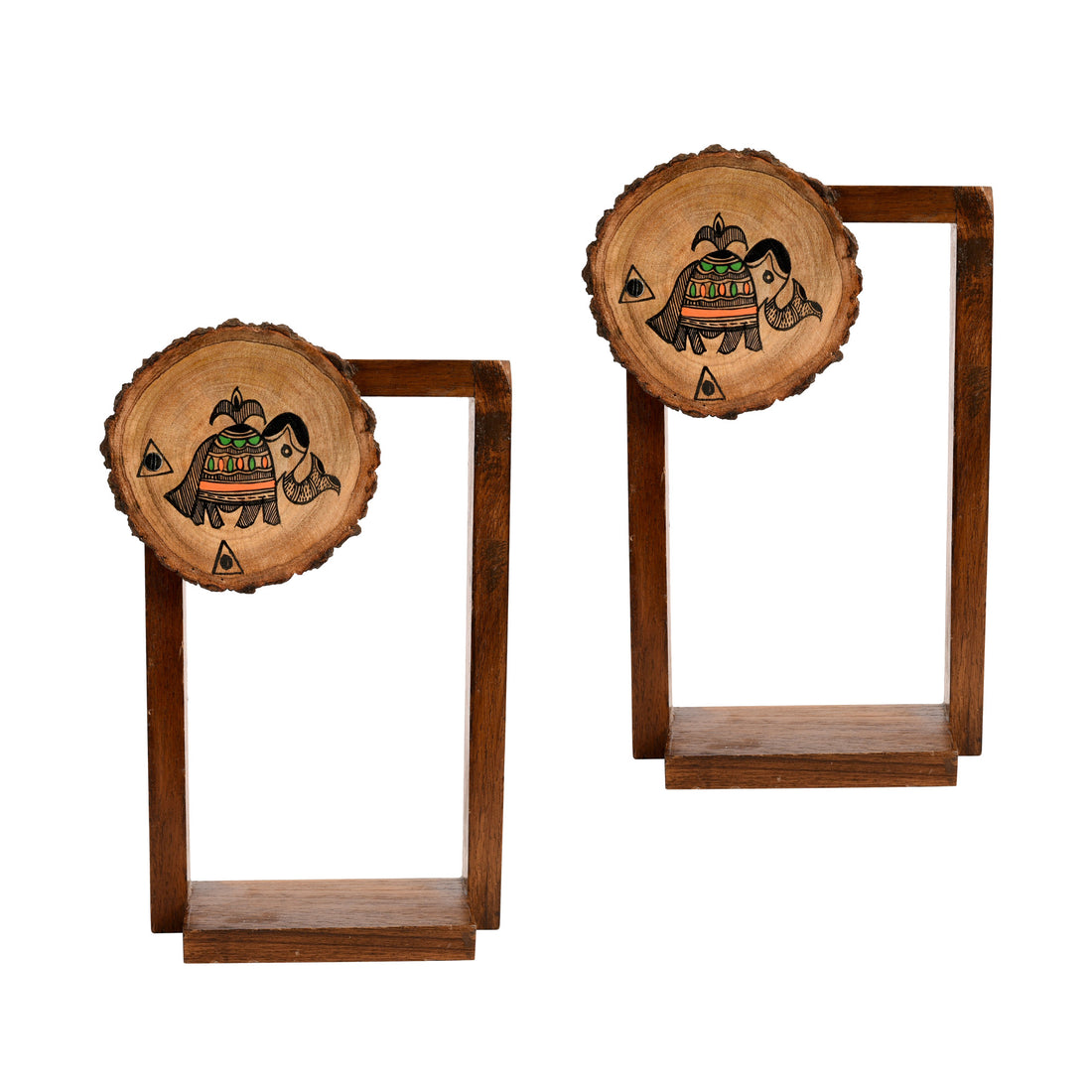 Wall Decor Round Coaster Handcrafted Wooden Shelves (Set of 2) (6x2.5x9)