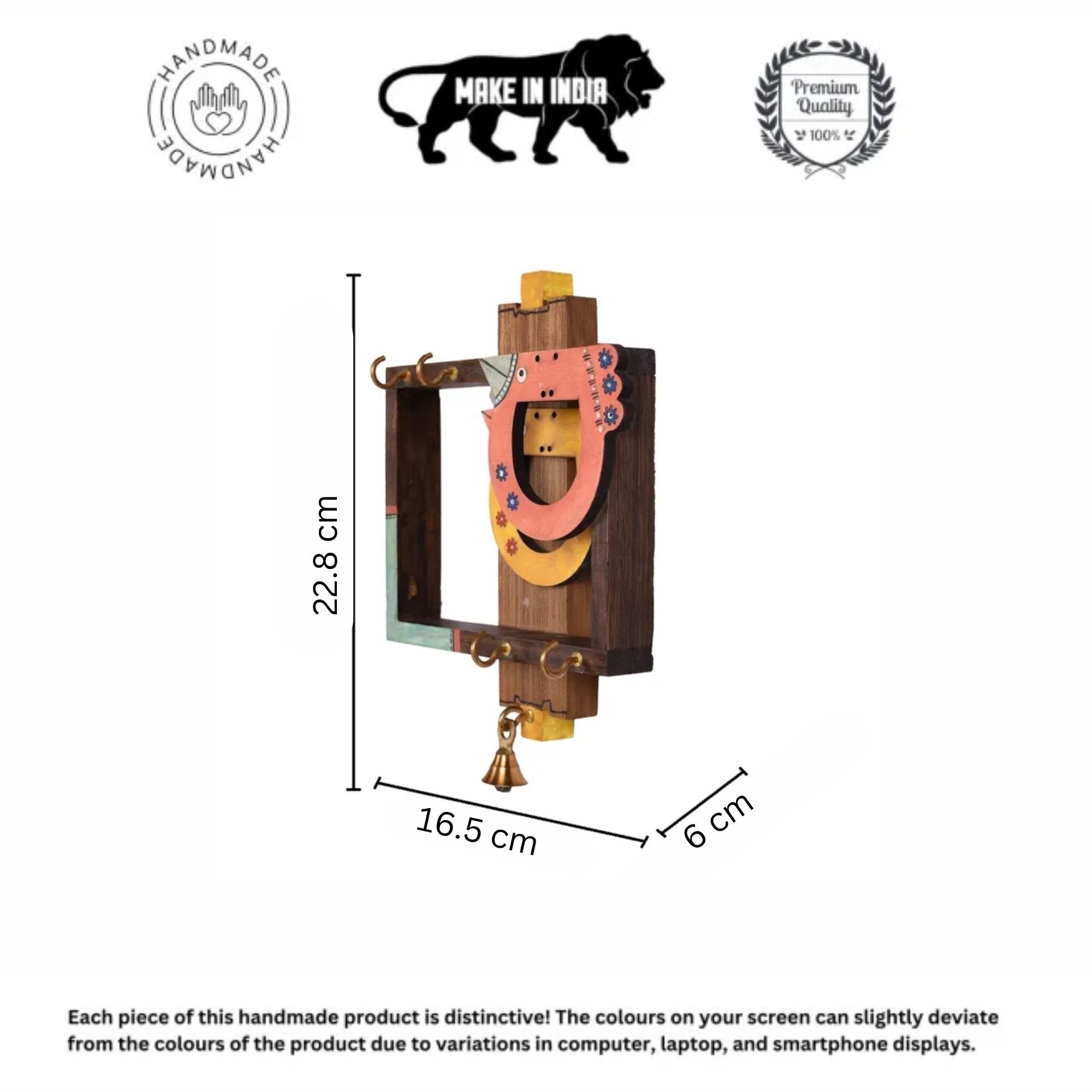 Key Holder Handcrafted Birds Design 4 Keys (6.5x2.4x9)