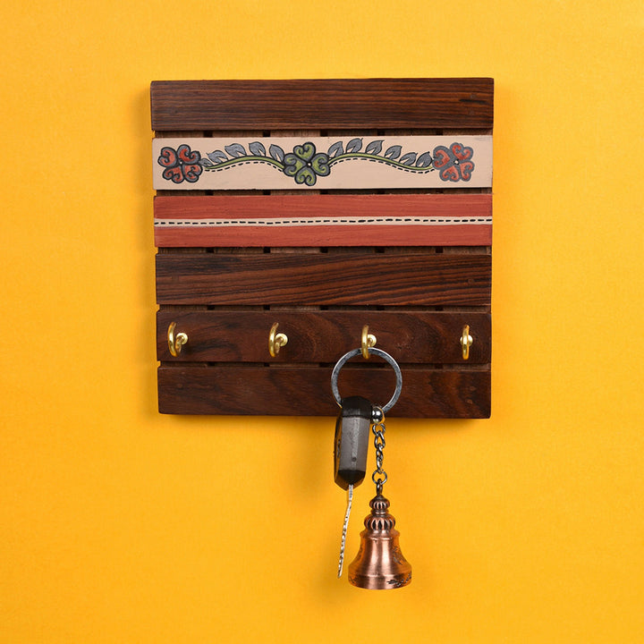 Key Holder Handcrafted Tribal Art 4 Keys (6x1.4x6)