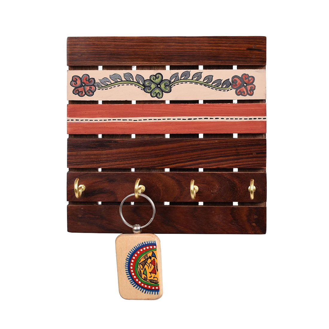 Key Holder Handcrafted Tribal Art 4 Keys (6x1.4x6)