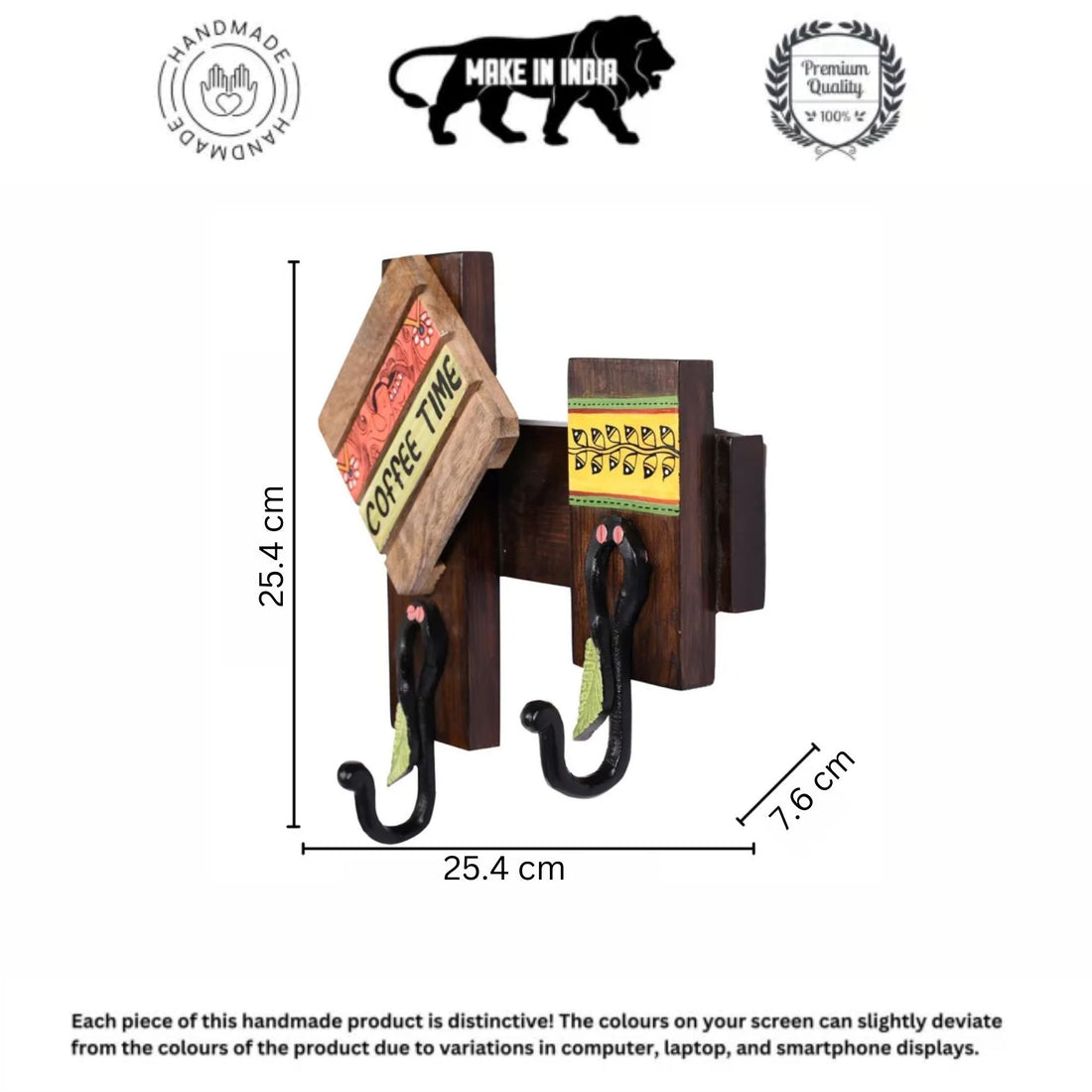 Key/Cup Holder Handcrafted Coffee Time 2 Keys (10x3x10)