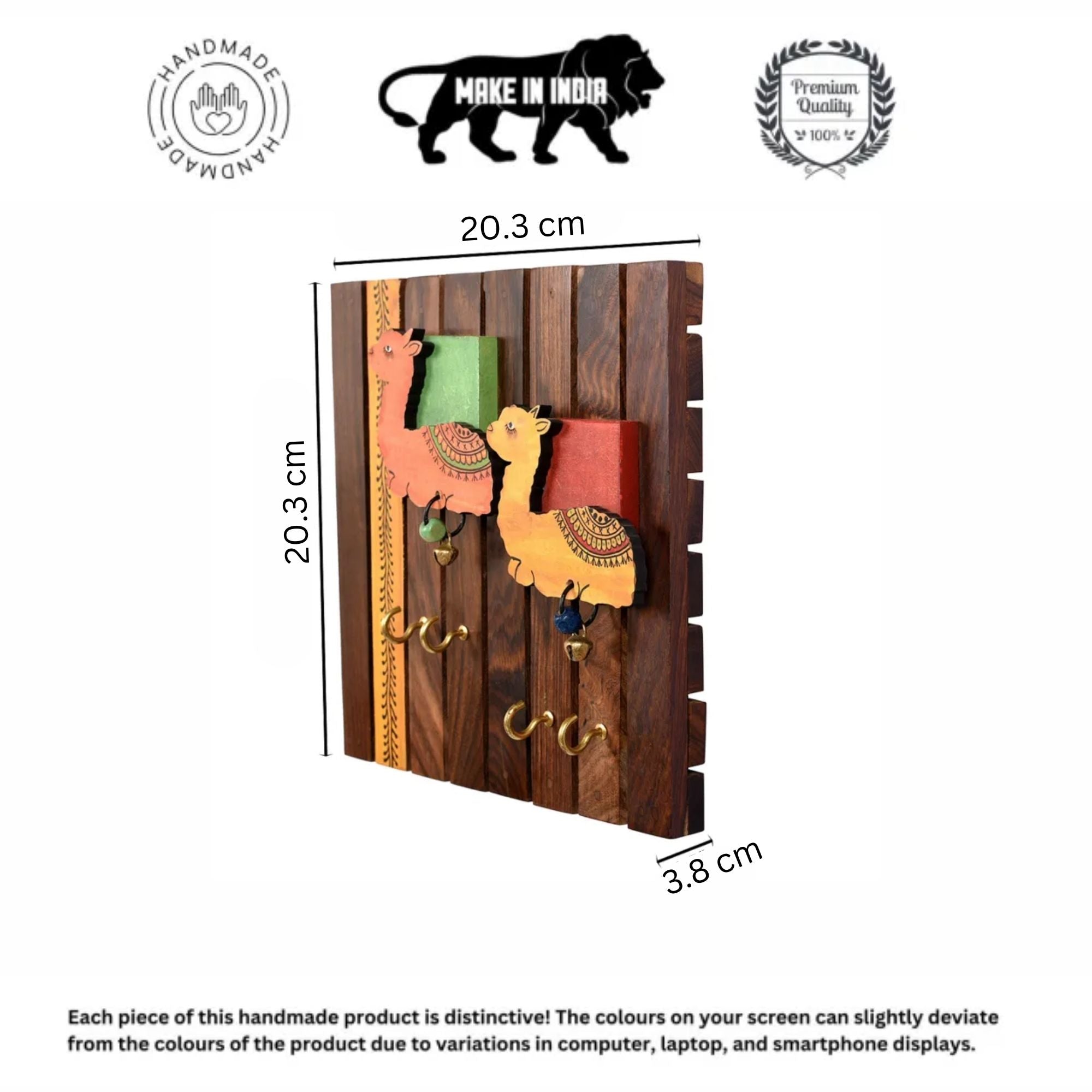 Key Holder Handcrafted Tribal Art Alpaca Theme 4 Keys (8x1.5x8)