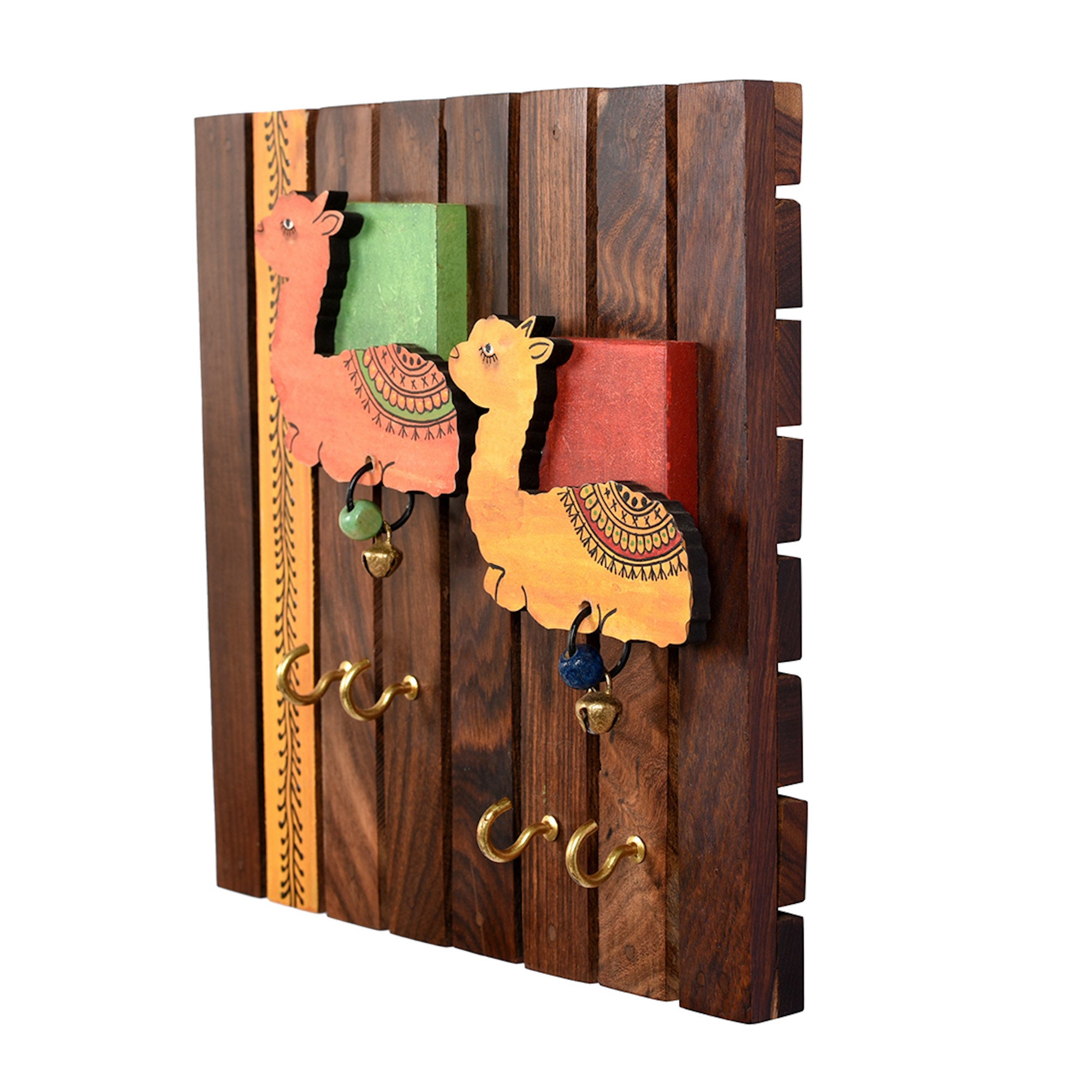 Key Holder Handcrafted Tribal Art Alpaca Theme 4 Keys (8x1.5x8)