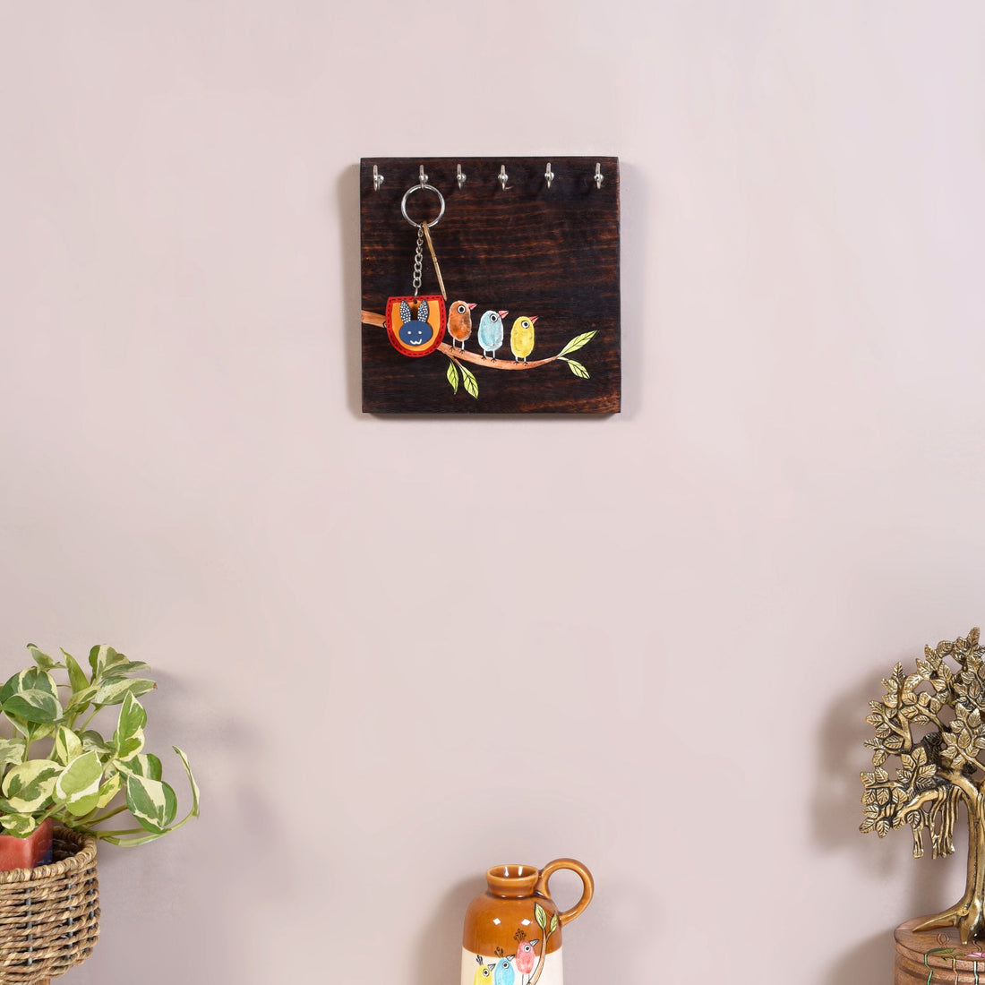 Teen Chidiya Birds-on-Branch Key Holder