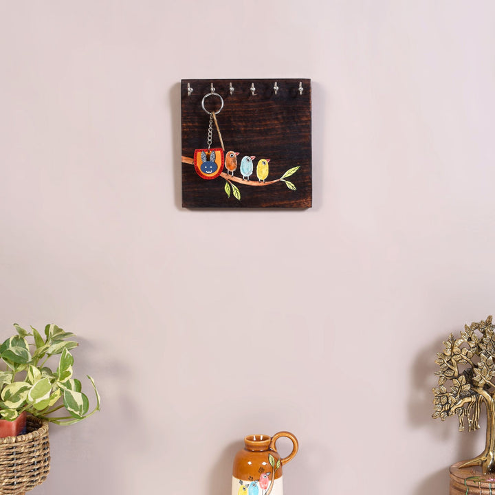 Teen Chidiya Birds-on-Branch Key Holder