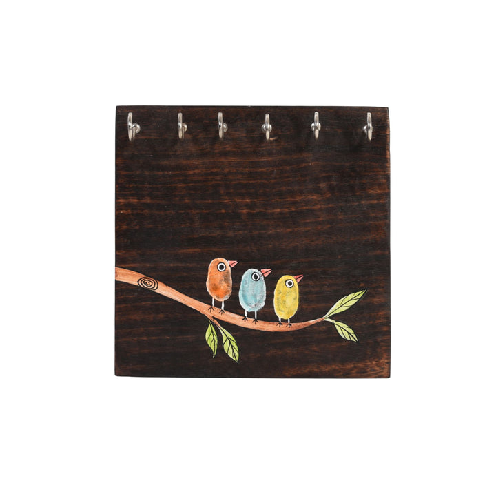 Teen Chidiya Birds-on-Branch Key Holder