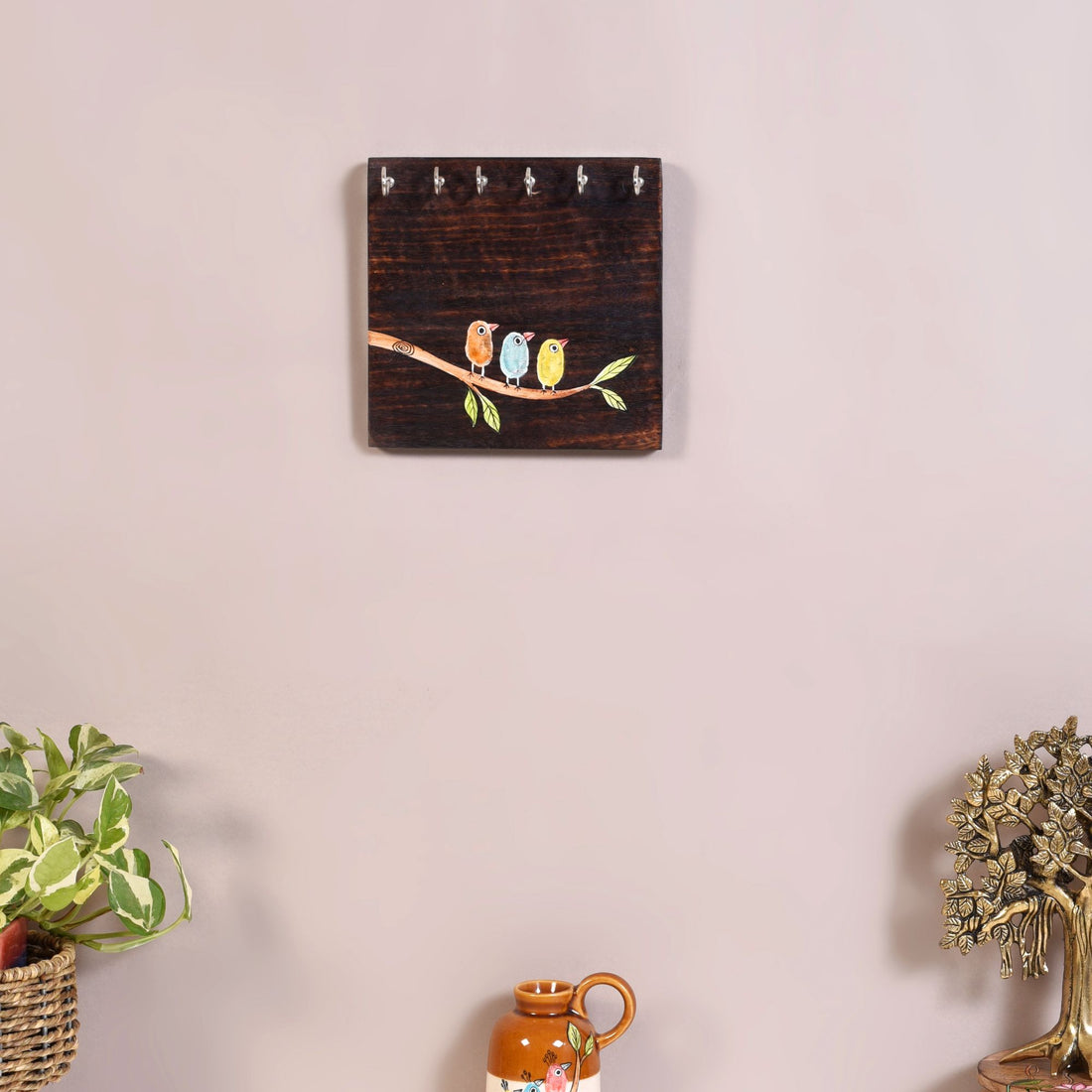 Teen Chidiya Birds-on-Branch Key Holder