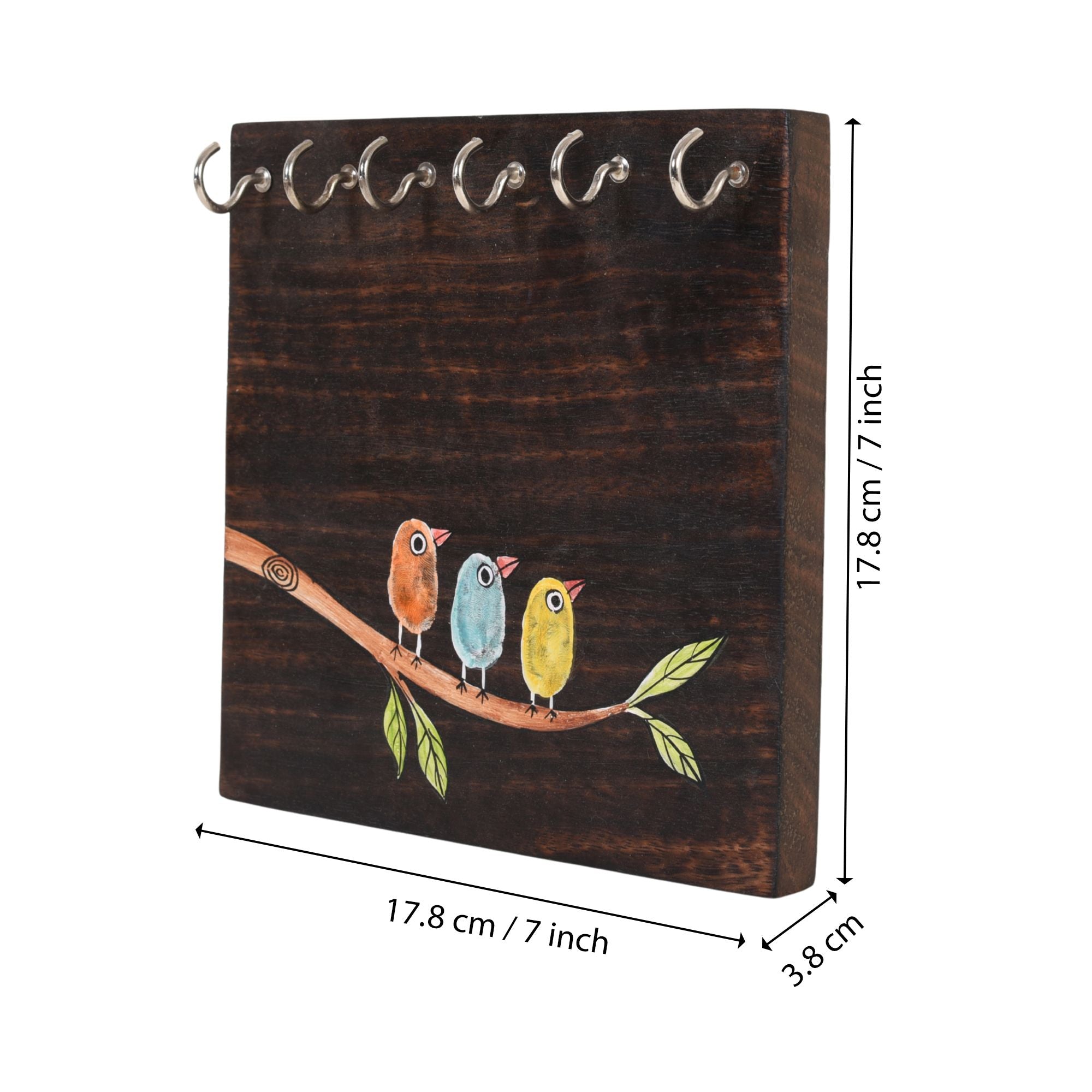 Teen Chidiya Birds-on-Branch Key Holder