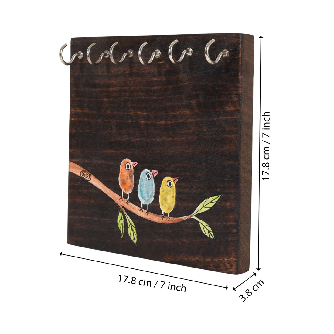 Teen Chidiya Birds-on-Branch Key Holder