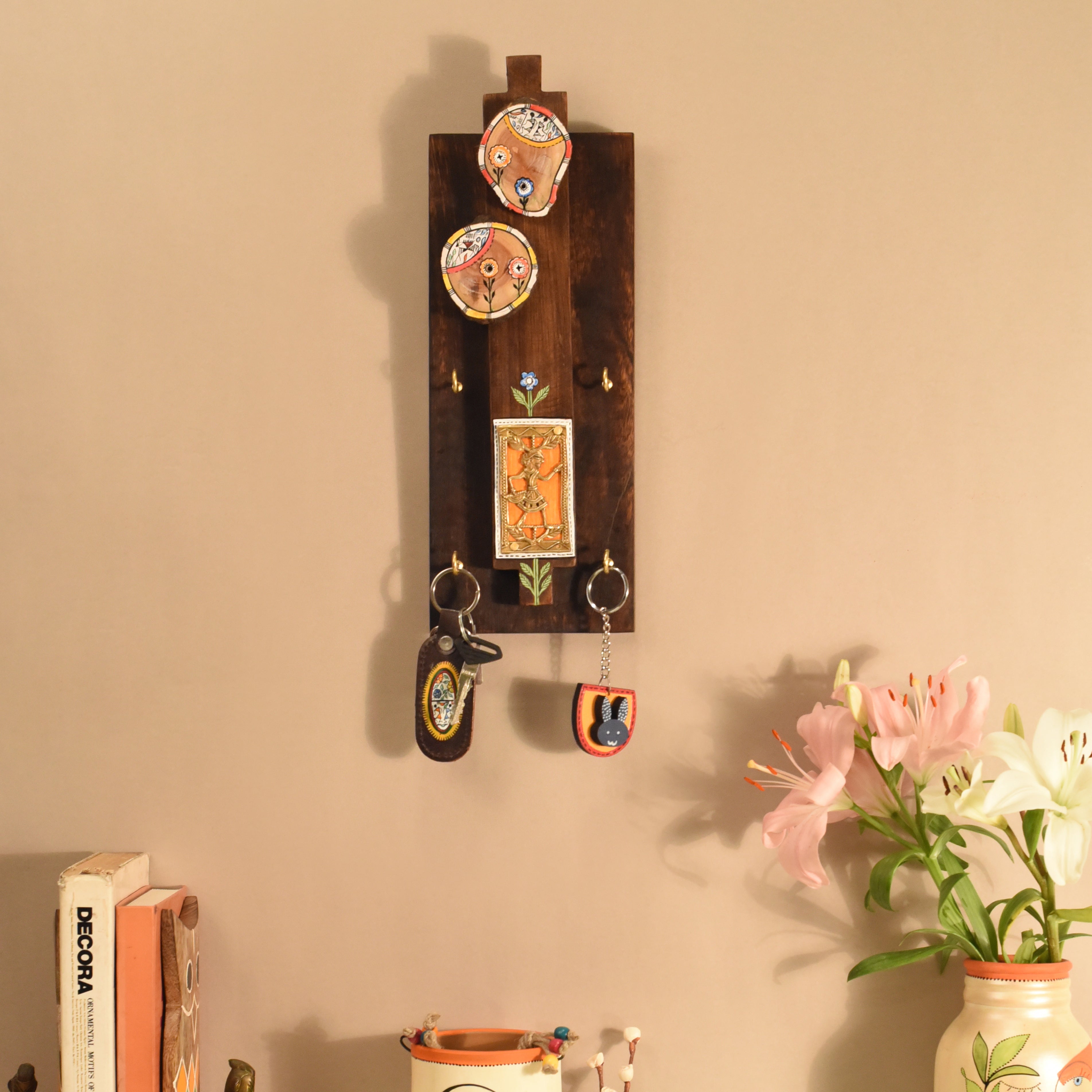 Prabha Key hanger with brass motifs and beautiful art work