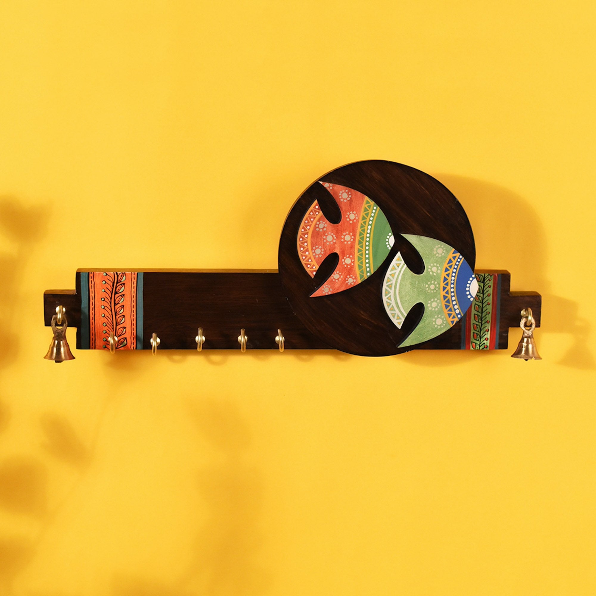 Key Holder Handcrafted Madhubani Fish 5 Keys (13x1.3x5)