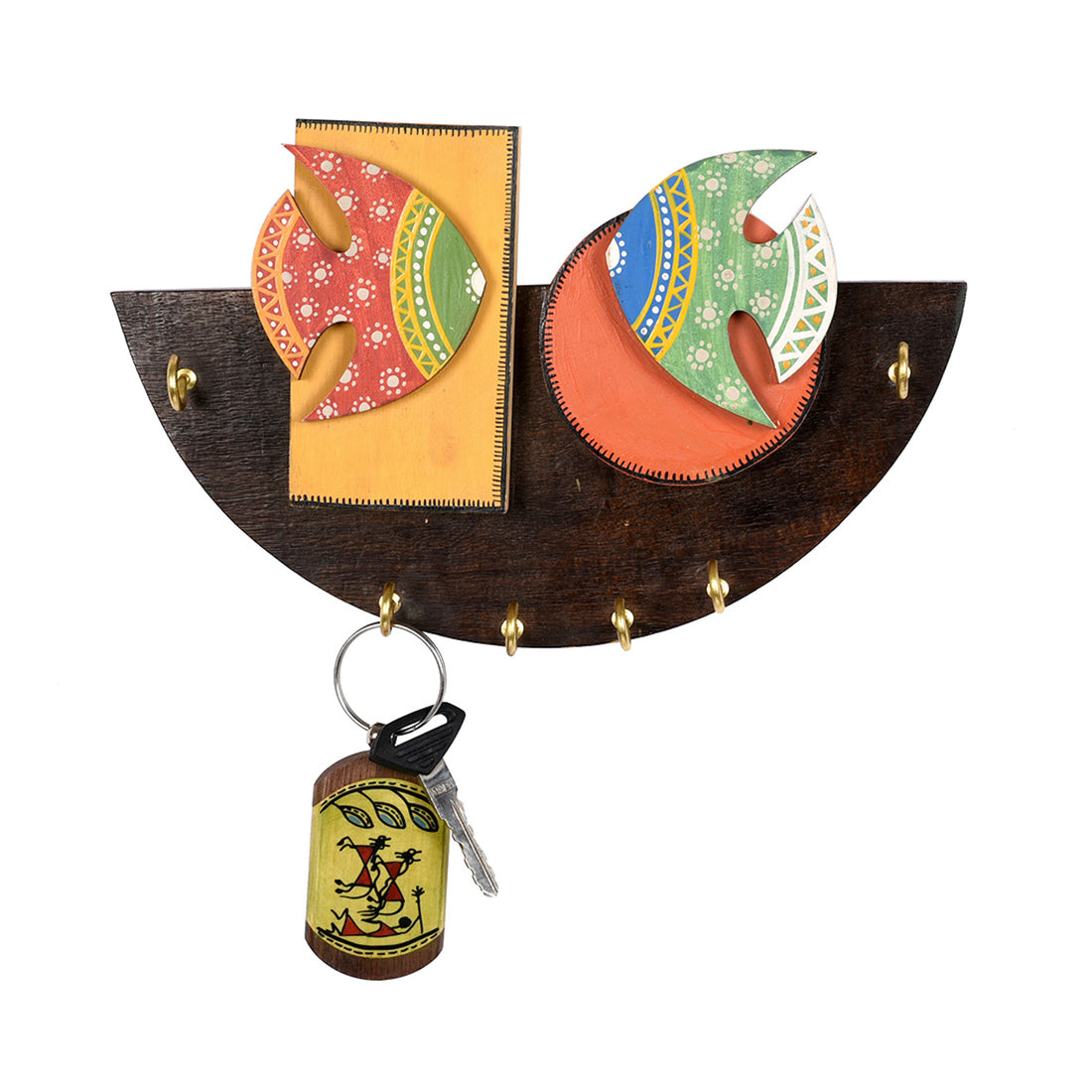 Key Holder Handcrafted Madhubani Fish 6 Keys (9.1x1.3x5.4)