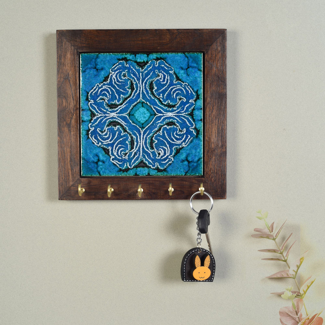 Blue Daisy Handcrafted Key Holder Panel