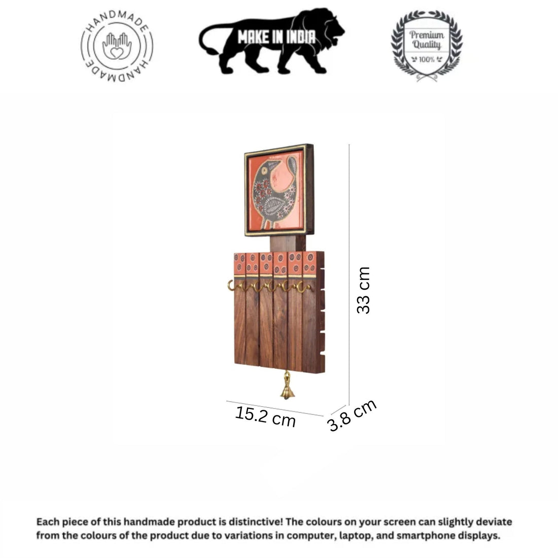 Pichhwai Handcrafted Tiles Key Holder Panel 6 Hooks