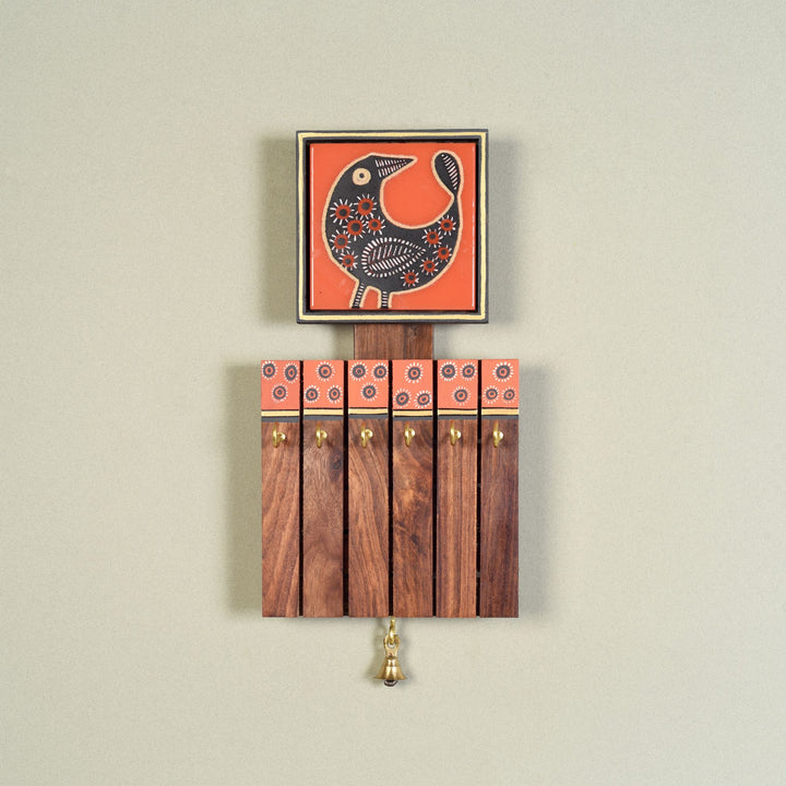 Pichhwai Handcrafted Tiles Key Holder Panel 6 Hooks
