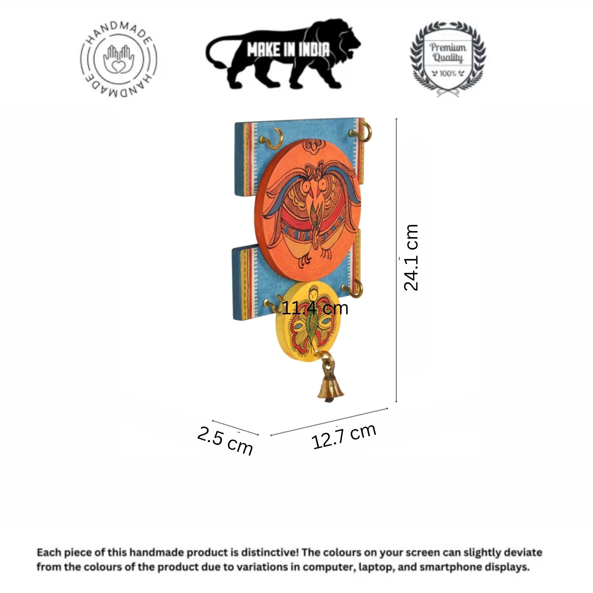 Key Holder Handcrafted Madhubani 4 Keys (5X1X9.5) (5x1x9.5)