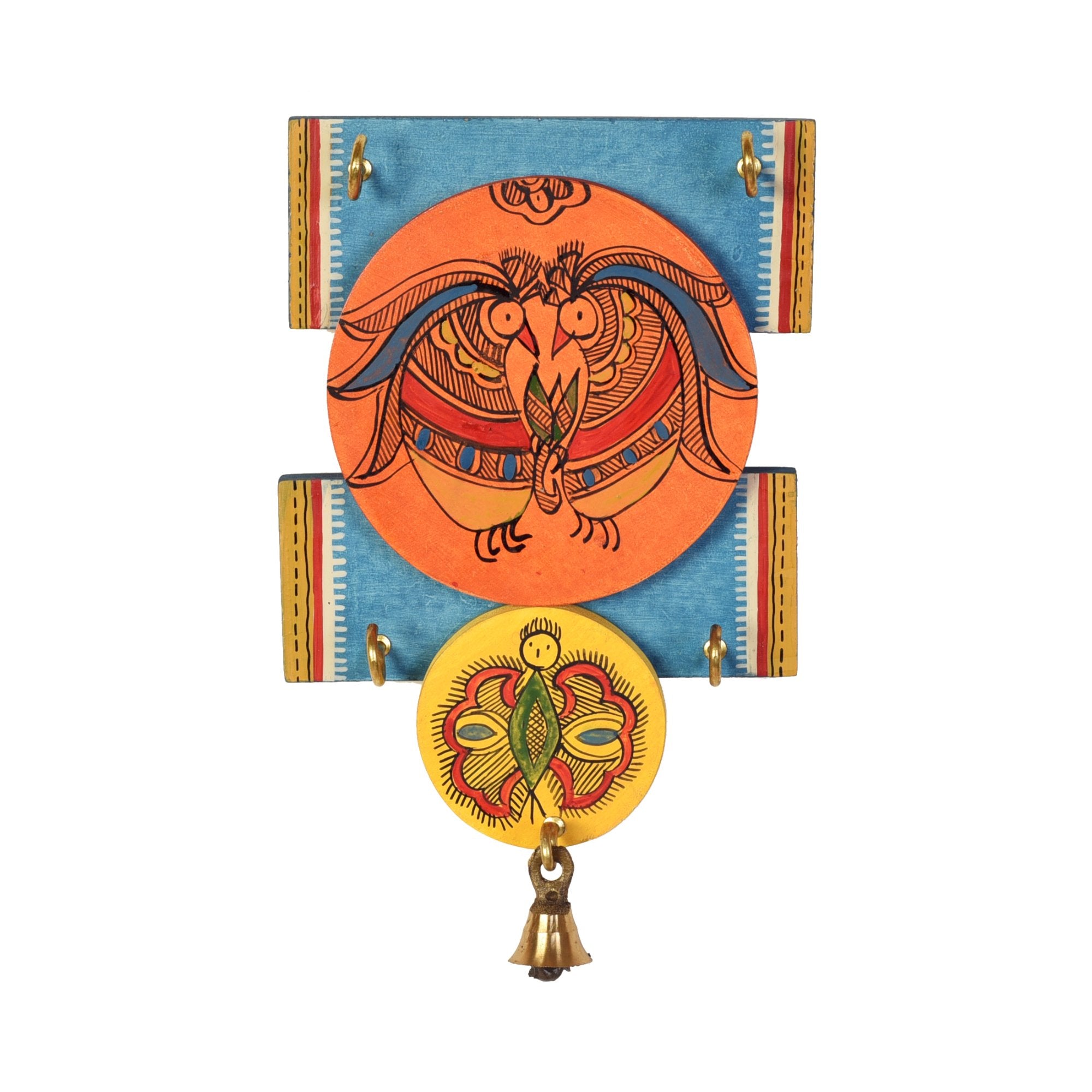 Key Holder Handcrafted Madhubani 4 Keys (5X1X9.5) (5x1x9.5)