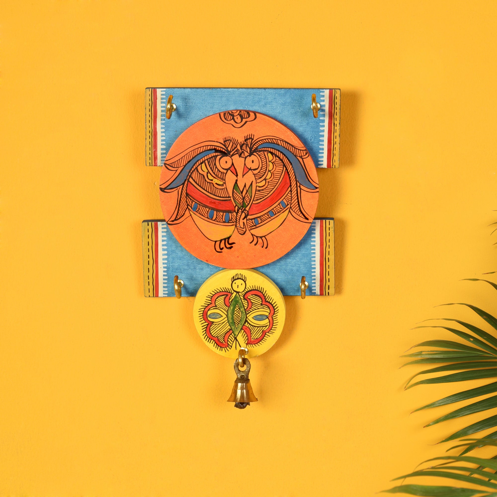 Key Holder Handcrafted Madhubani 4 Keys (5X1X9.5) (5x1x9.5)