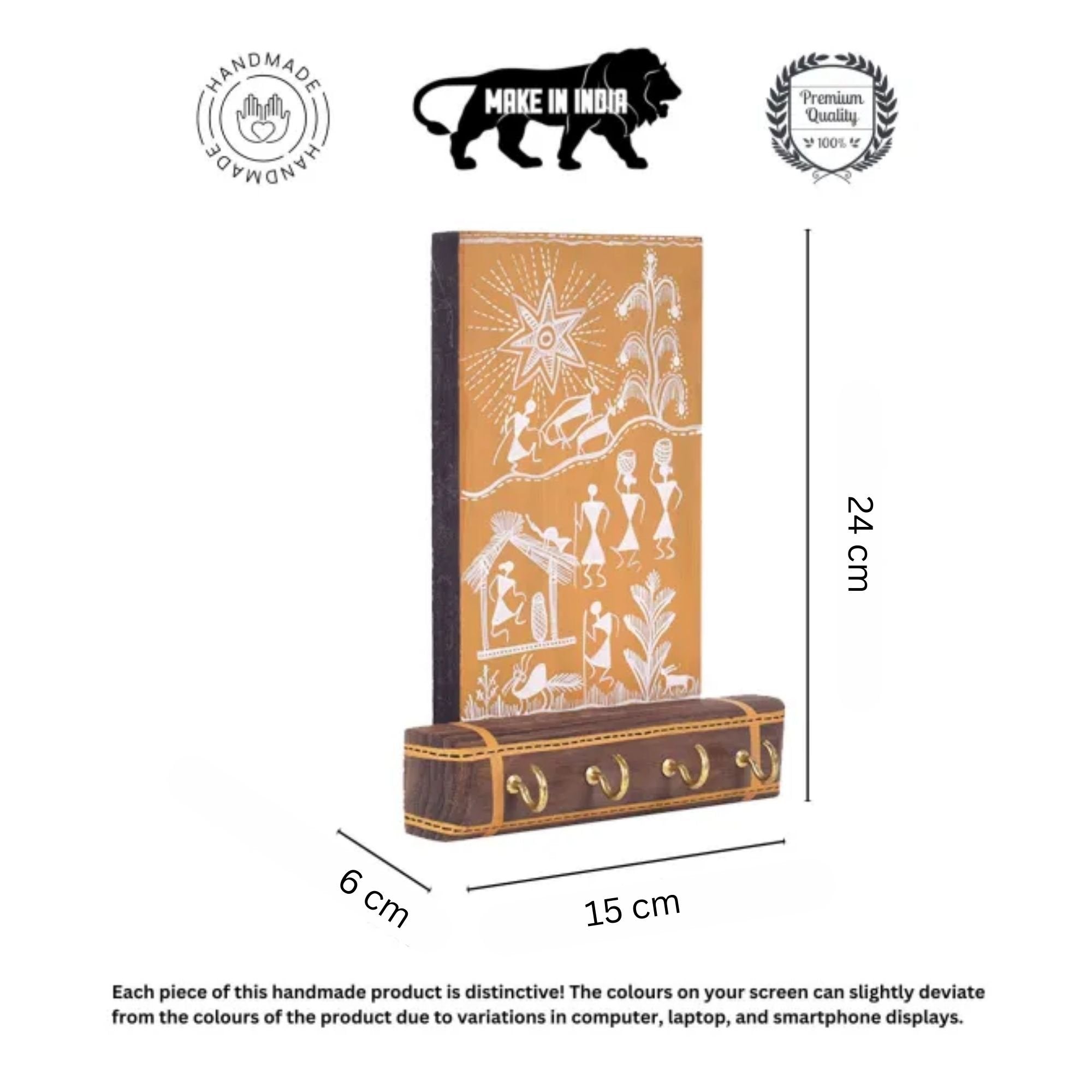 Warli Melody Key Holder In Yellow (6x2.5x8)