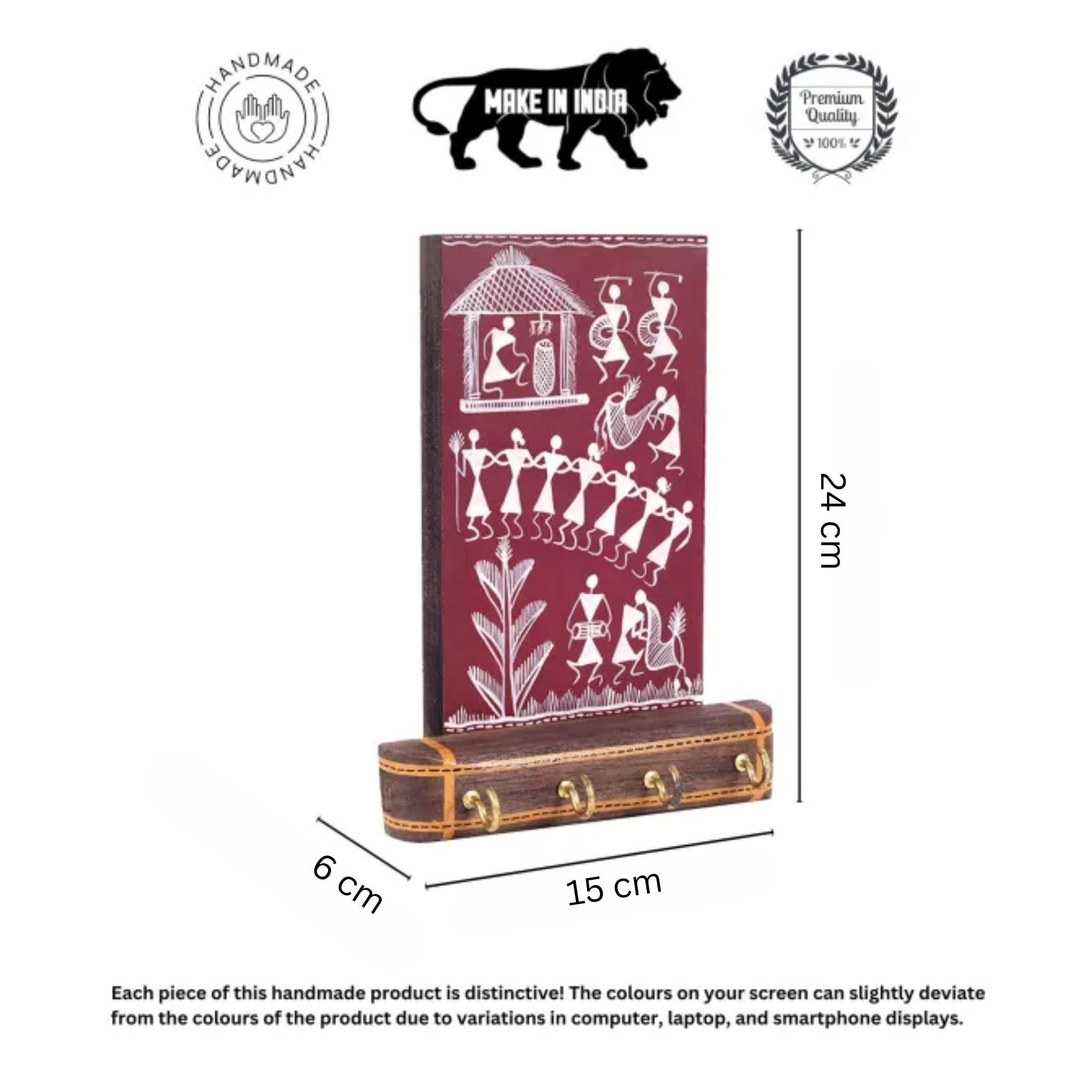 Warli Melody Key Holder In Red (6x2.5x8)