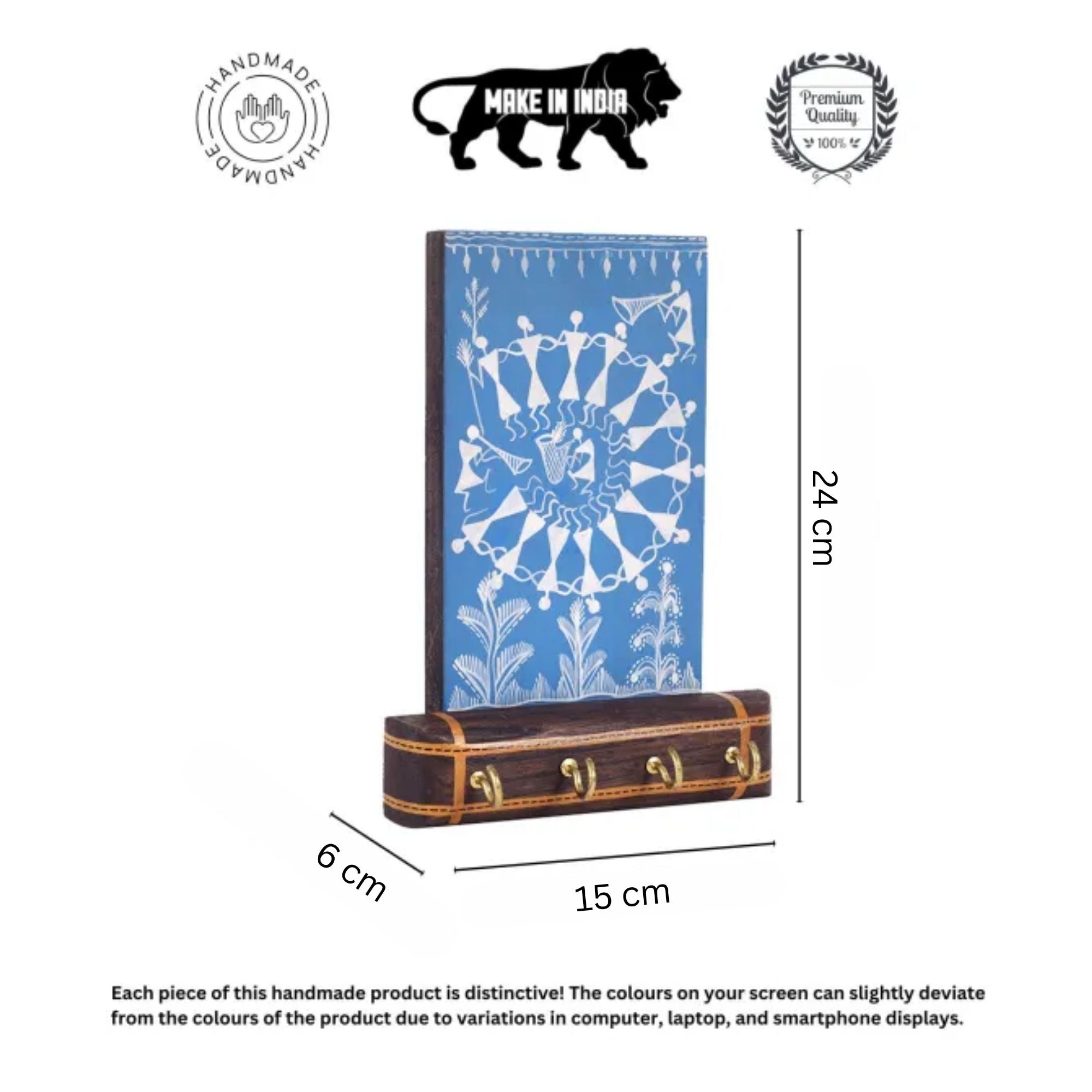 Warli Melody Key Holder In Blue (6x2.5x8)