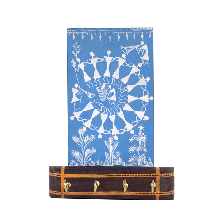 Warli Melody Key Holder In Blue (6x2.5x8)