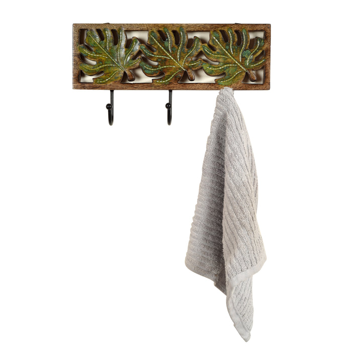 Autumn Leaf Towel Hanger With Three Hooks