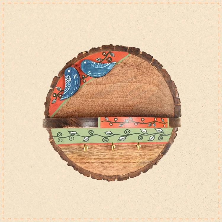 Love Birds Wall Decor Shelf cum Key Hanger (9x5x9)