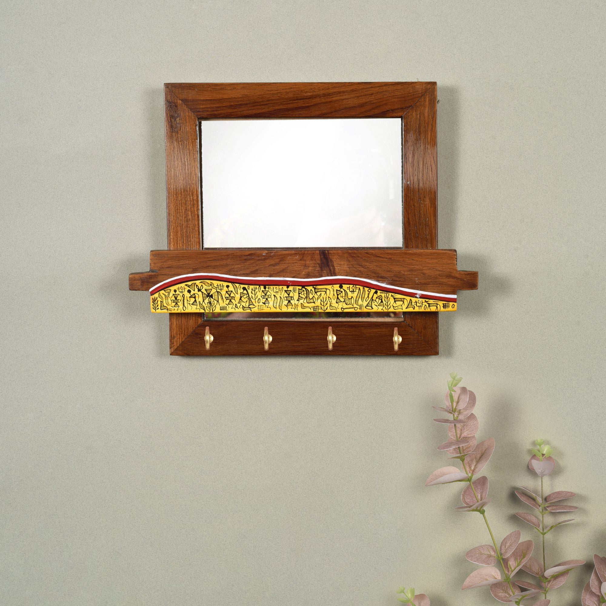 Life Of Warli Hand Painted  Key Holder (10x1x8)