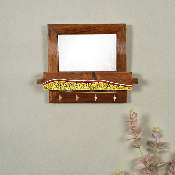 Life Of Warli Hand Painted  Key Holder (10x1x8)