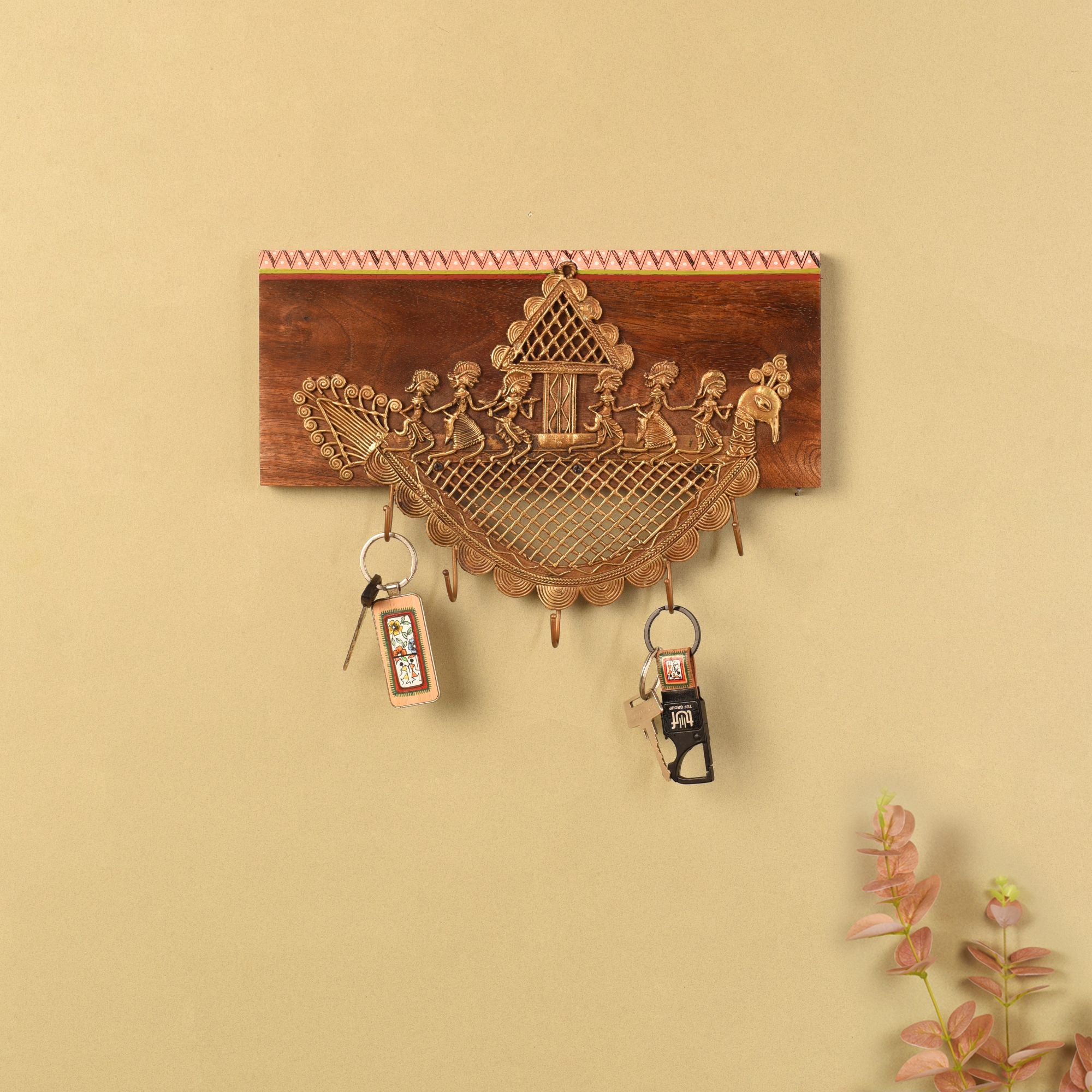 Golden Leaf Brass Key Holder