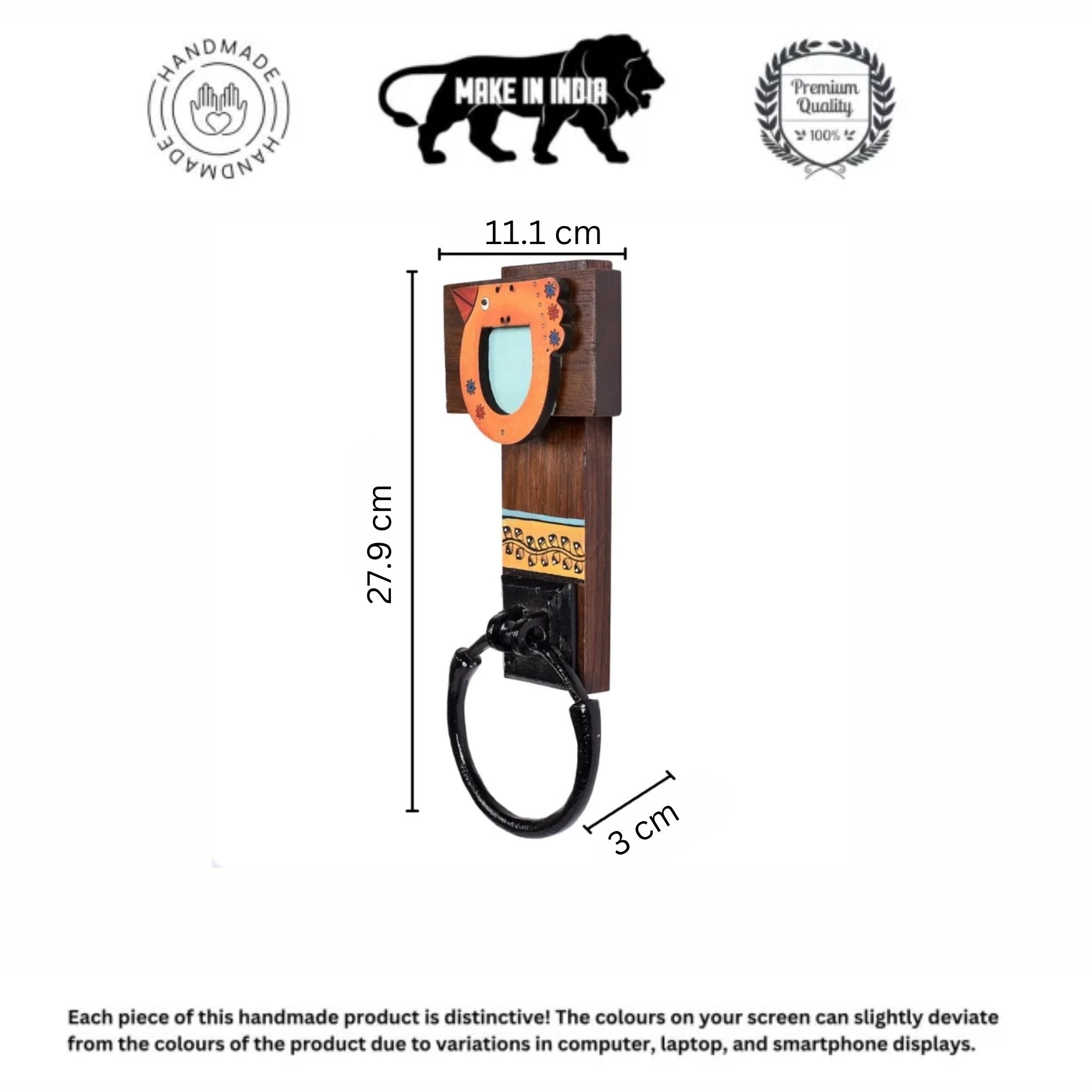 Towel Holder Handcrafted Tribal Art (4.4x1.2x11)