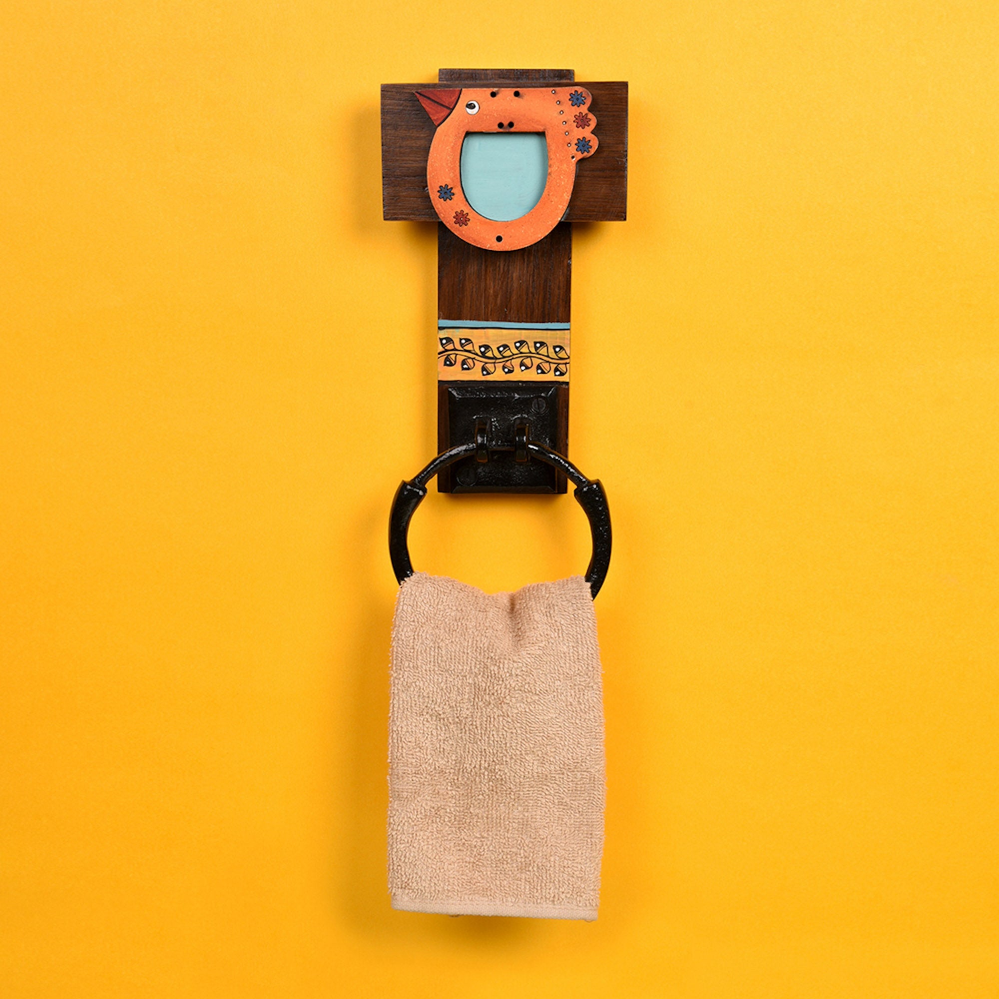 Towel Holder Handcrafted Tribal Art (4.4x1.2x11)