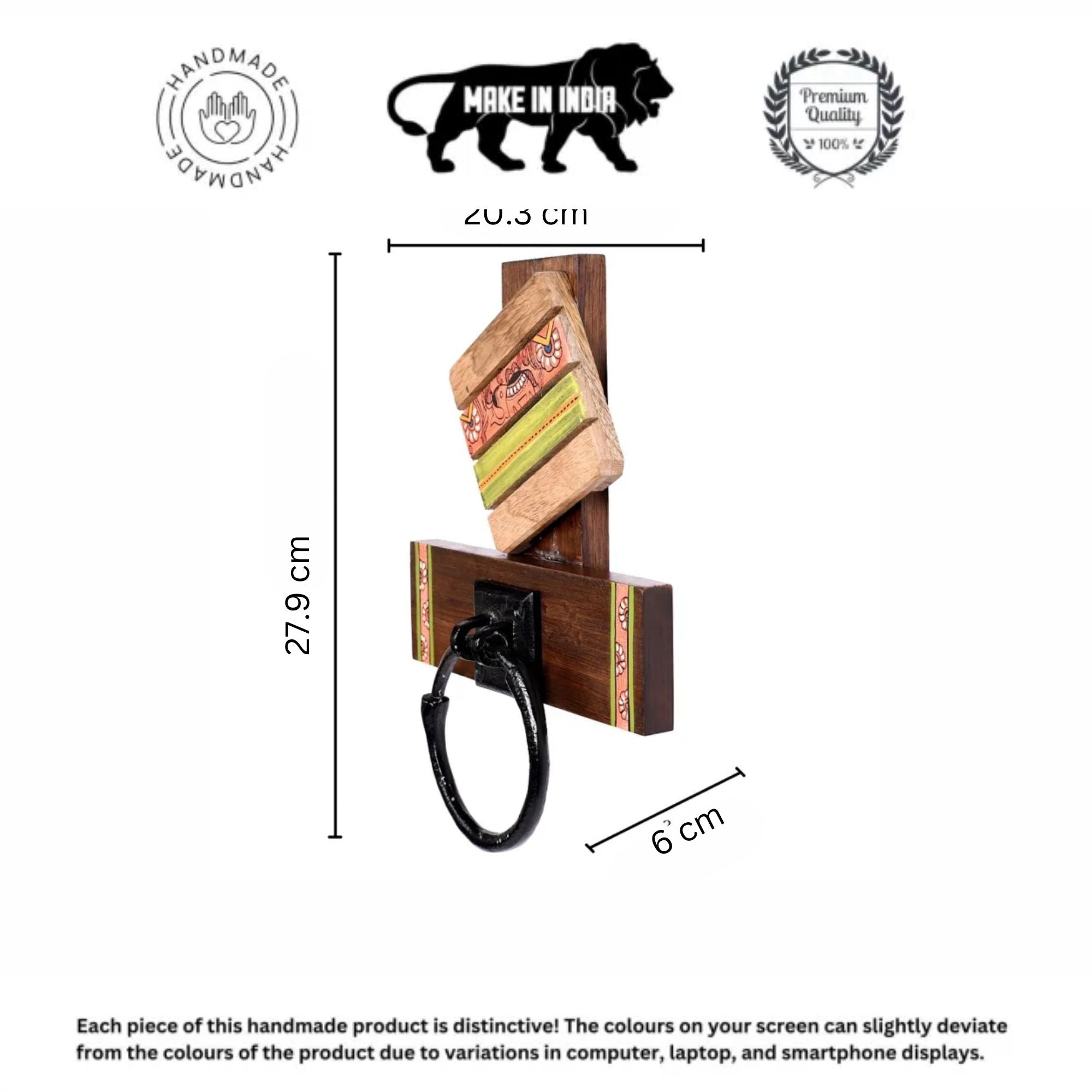 Towel Holder Handcrafted Tribal Art (8x2.5x11)