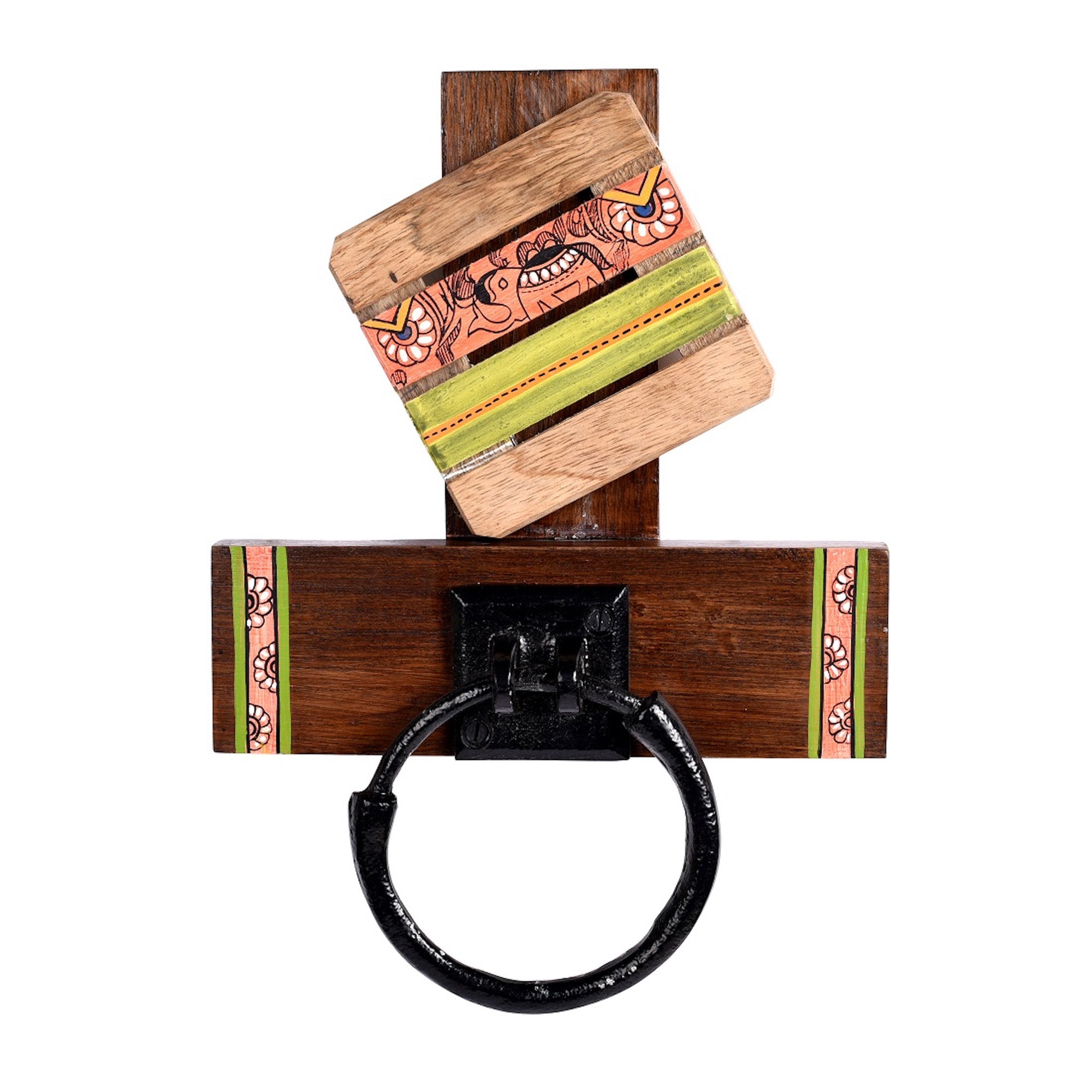 Towel Holder Handcrafted Tribal Art (8x2.5x11)