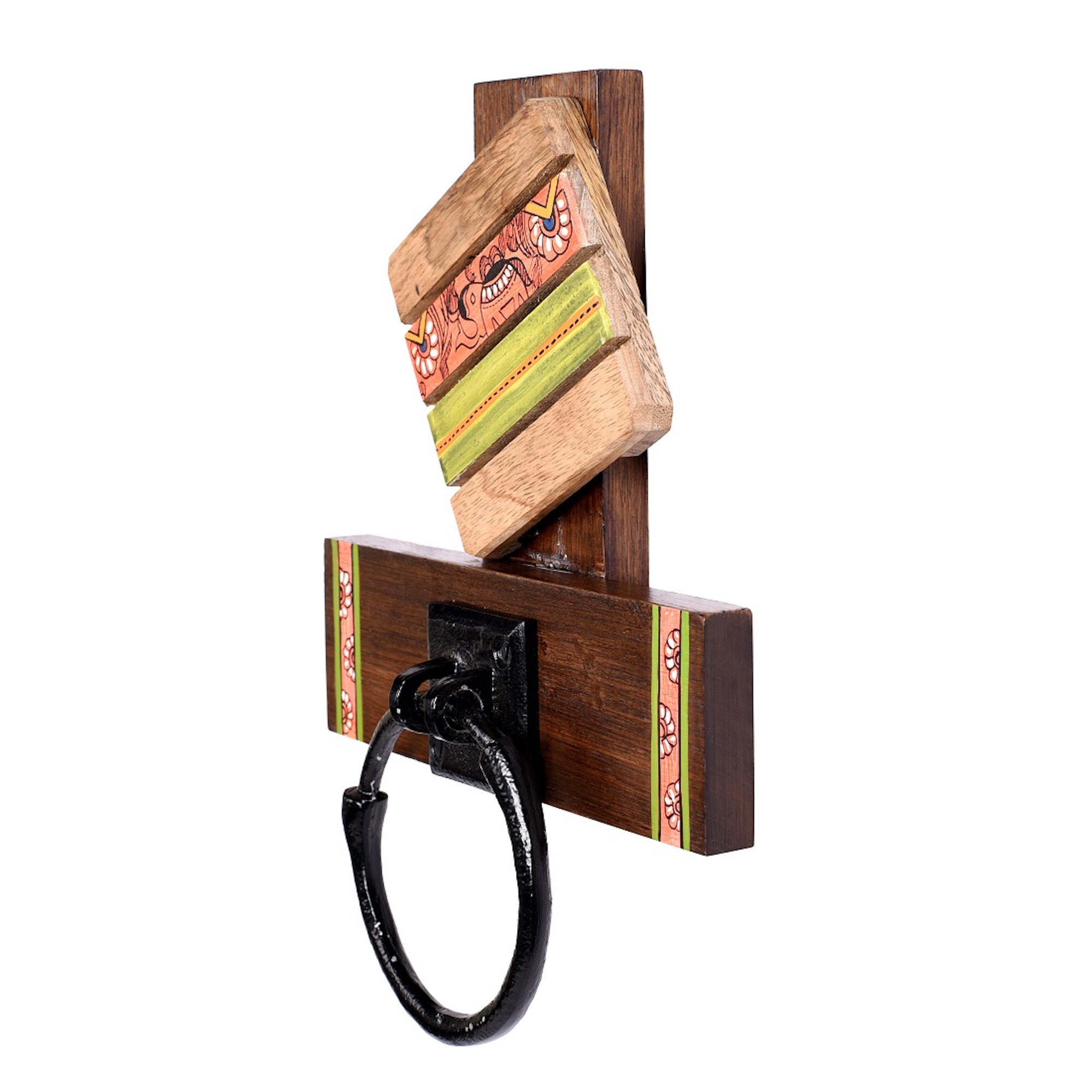 Towel Holder Handcrafted Tribal Art (8x2.5x11)