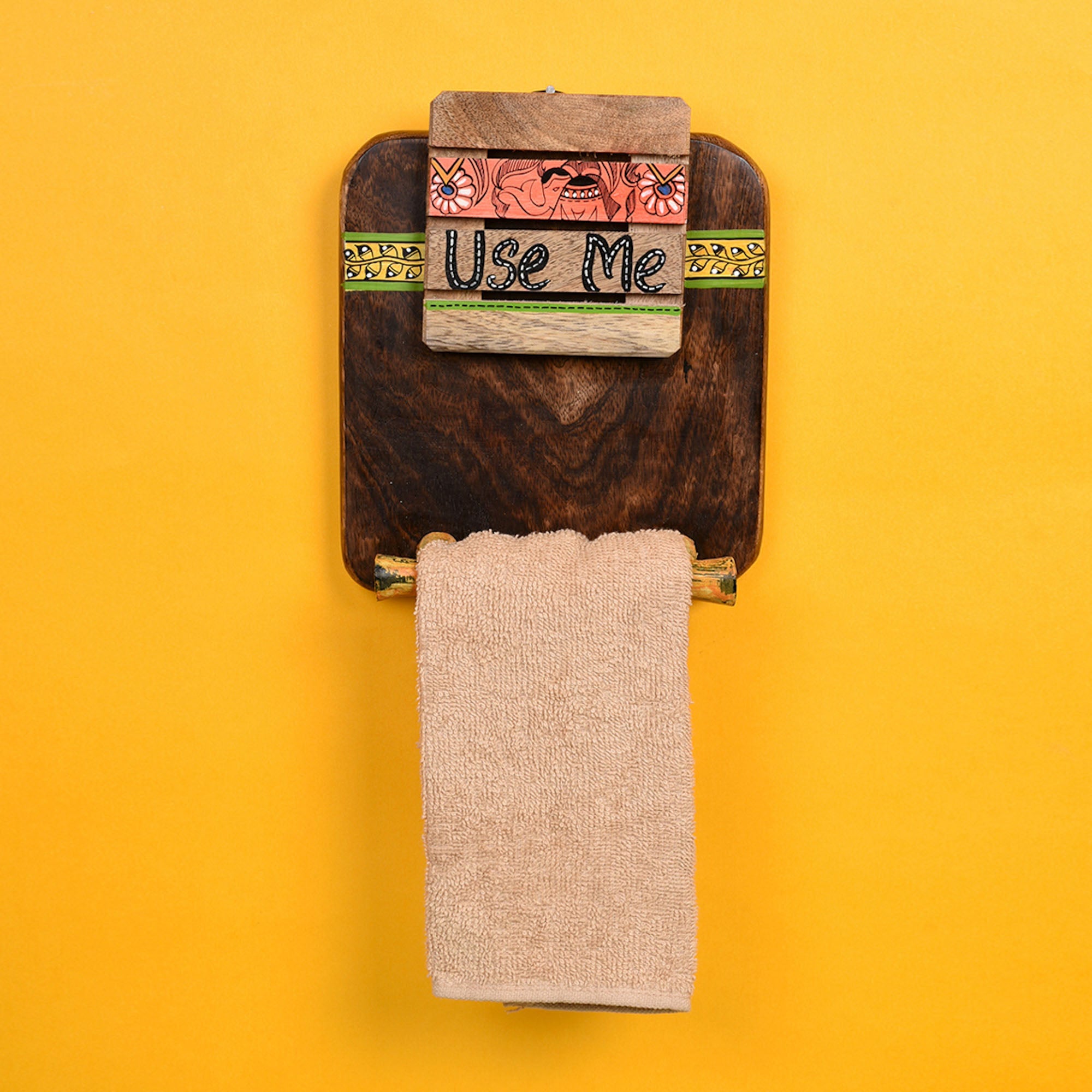 Towel Holder Handcrafted Tribal Art (7x2.2x9.6)